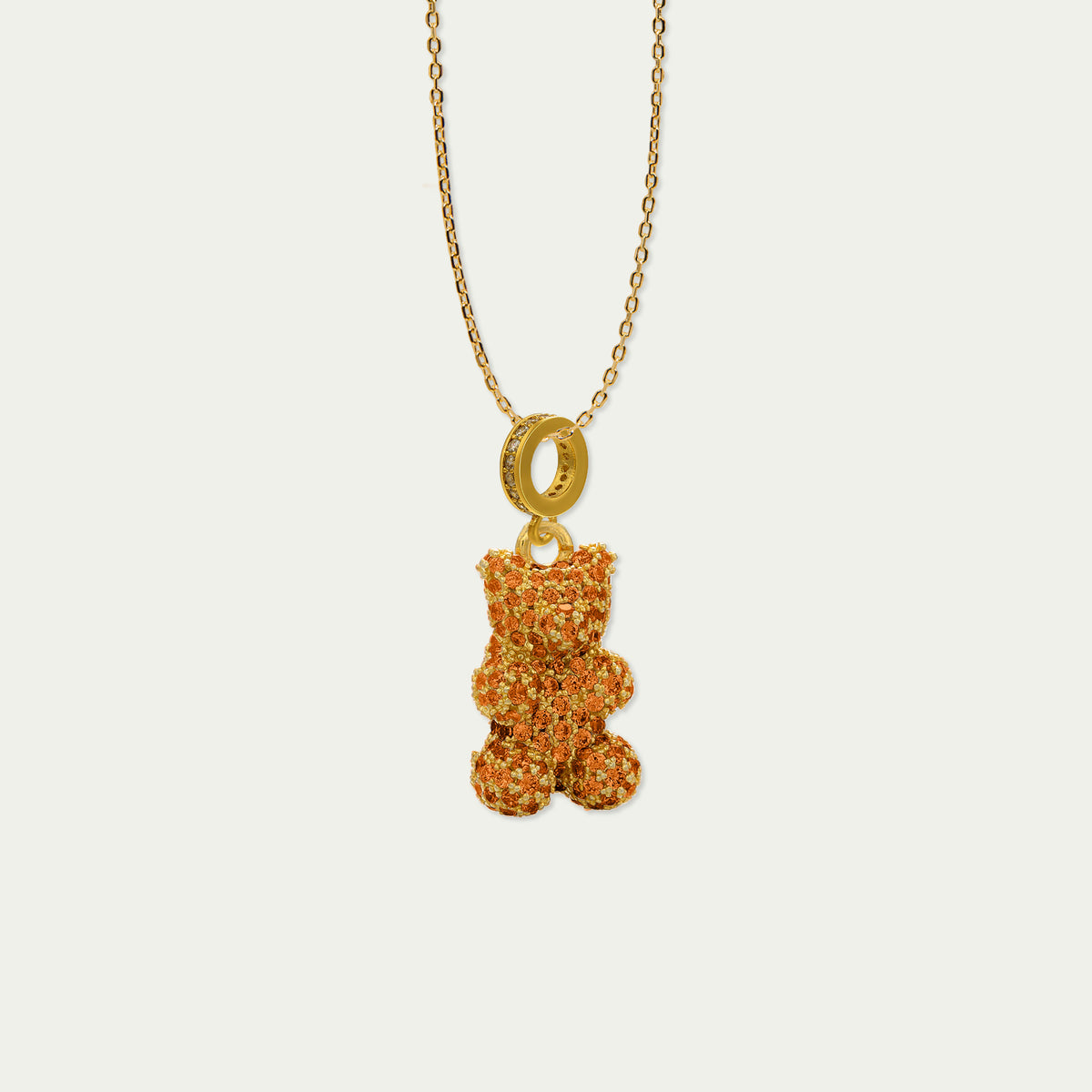 Sucre Bären Pavé orangene Zirkoniasteine – Edelstahlkette | Sucre Fine Jewelry