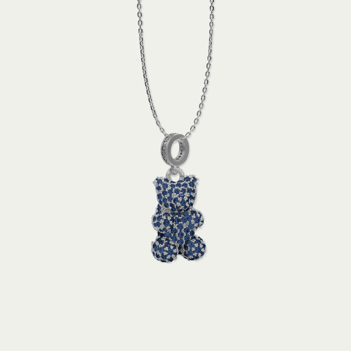 Sucre Bären silber mit blauen Zirkoniasteinen – Edelstahlkette | Sucre Fine Jewelry