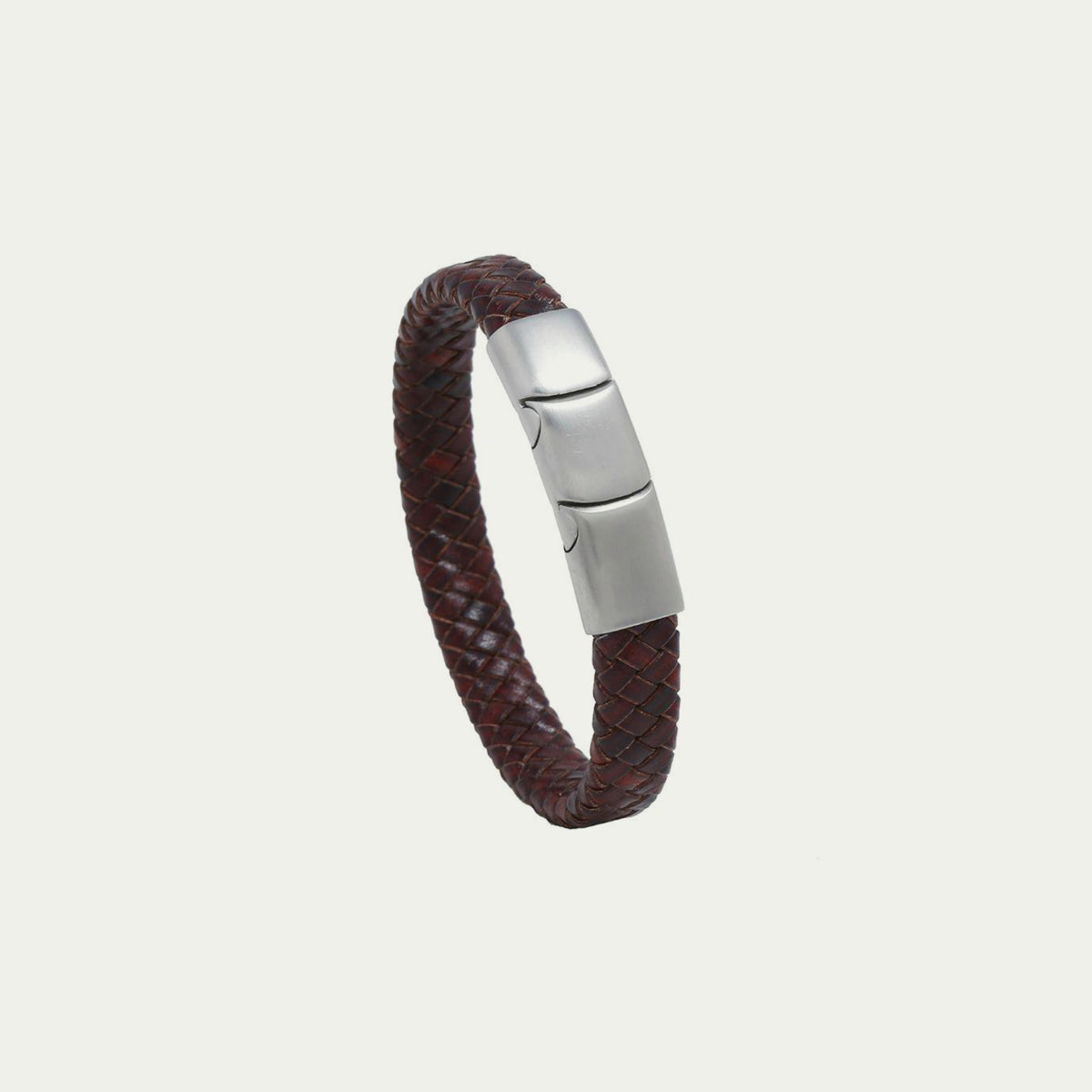 Lederarmband mit Zopf Braun – Edelstahlverschluss | Sucre Fine Jewelry