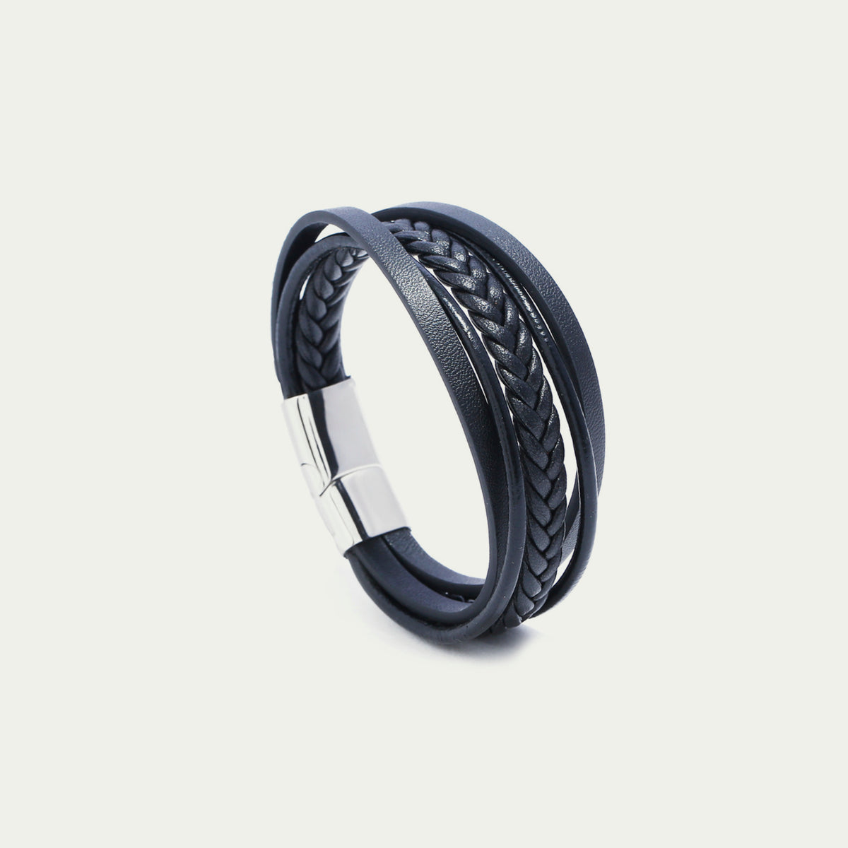 Lederarmband mehrreihig Schwarz – Edelstahlverschluss | Sucre Fine Jewelry