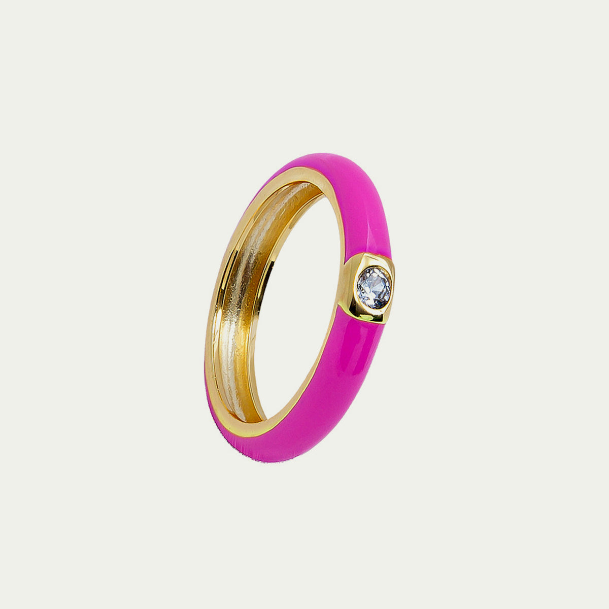 Ring emailliert mit einem Zirkoniastein | Sucre Fine Jewelry