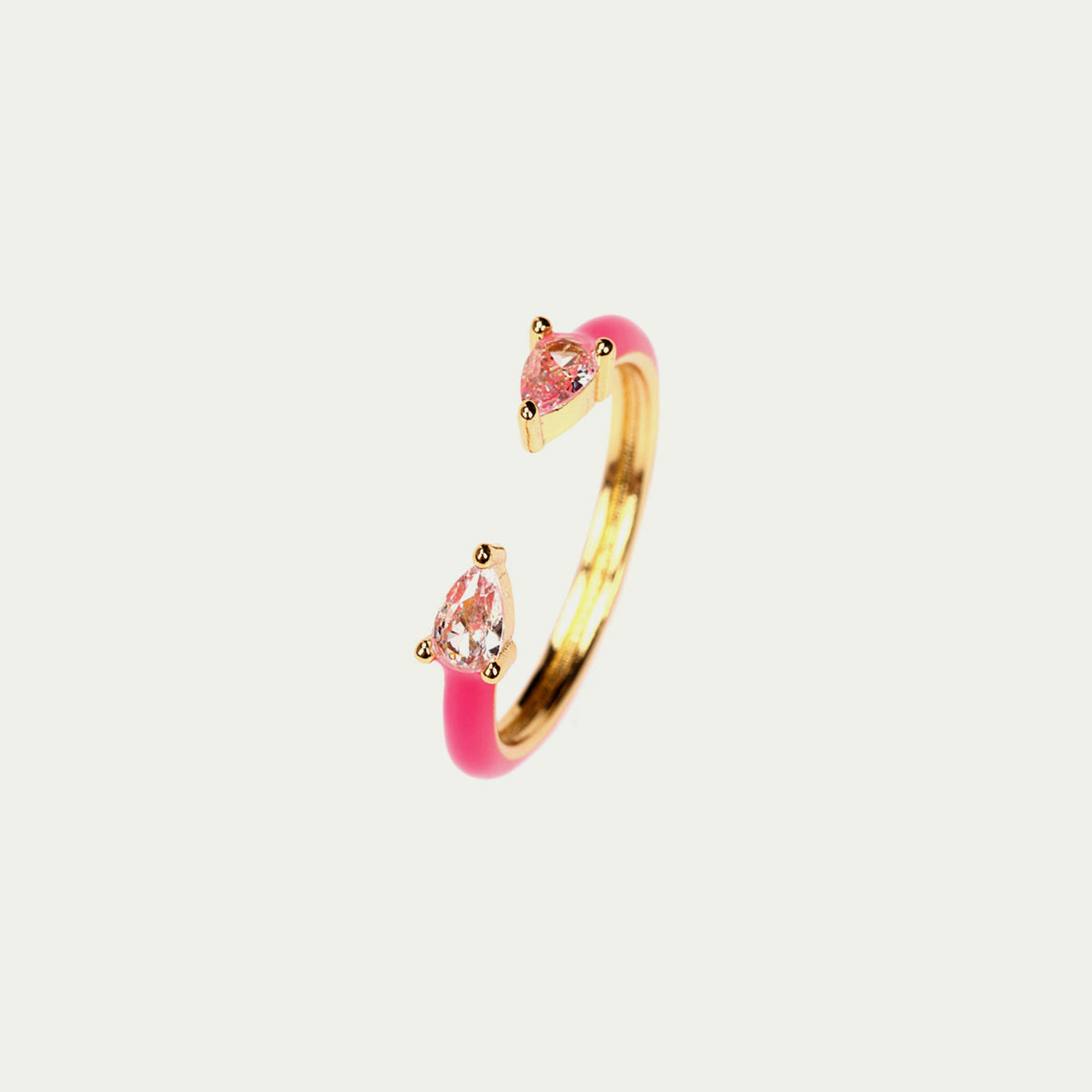 Ring emailliert mit zwei Zirkoniatropfen | Sucre Fine Jewelry