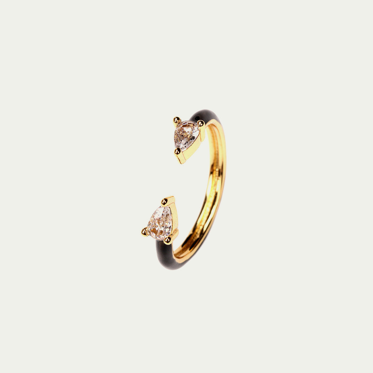 Ring emailliert mit zwei Zirkoniatropfen | Sucre Fine Jewelry