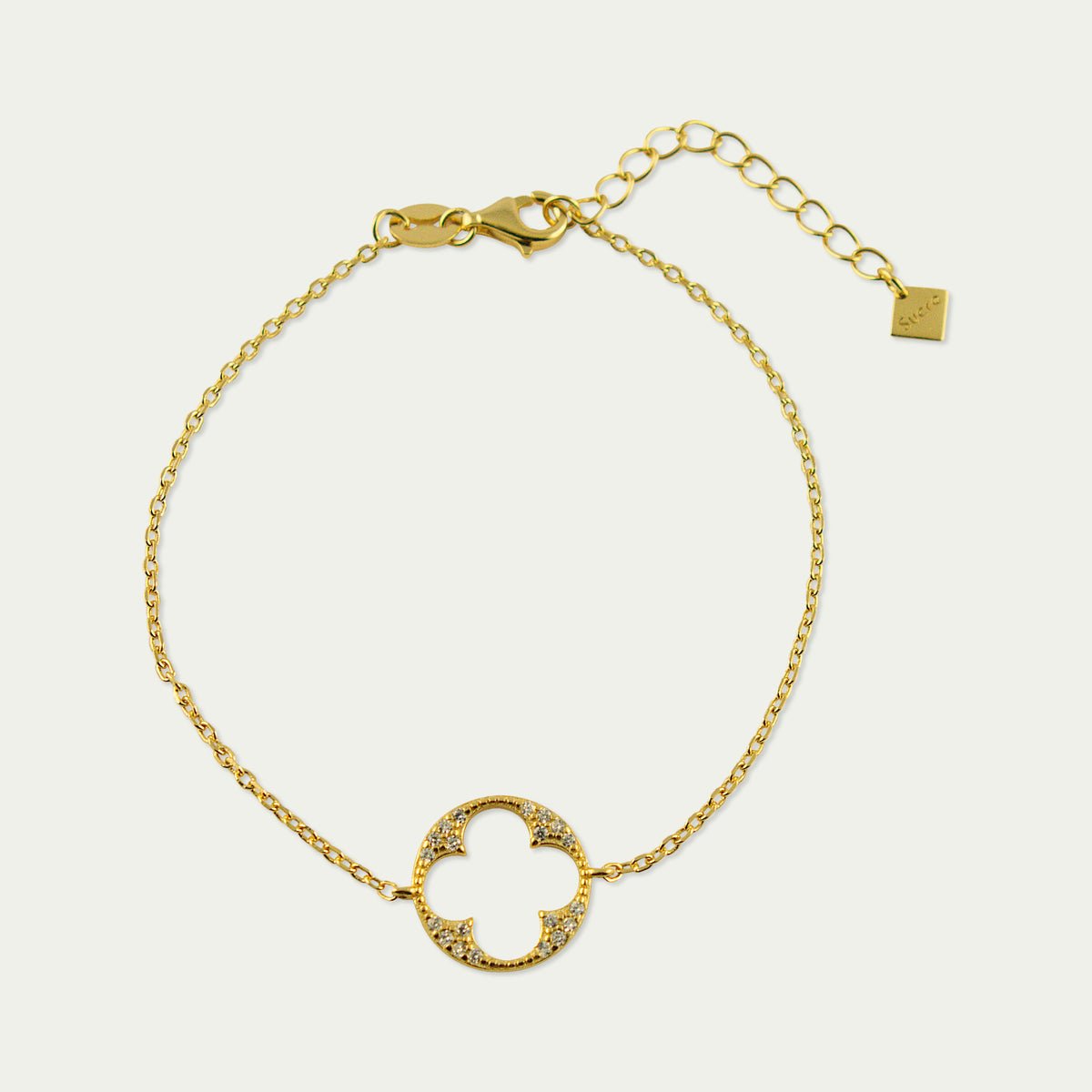 Armkette Big Shiny Clover – 925 Sterling Silber 18K Gelbgold vergoldet | Sucre Fine Jewelry