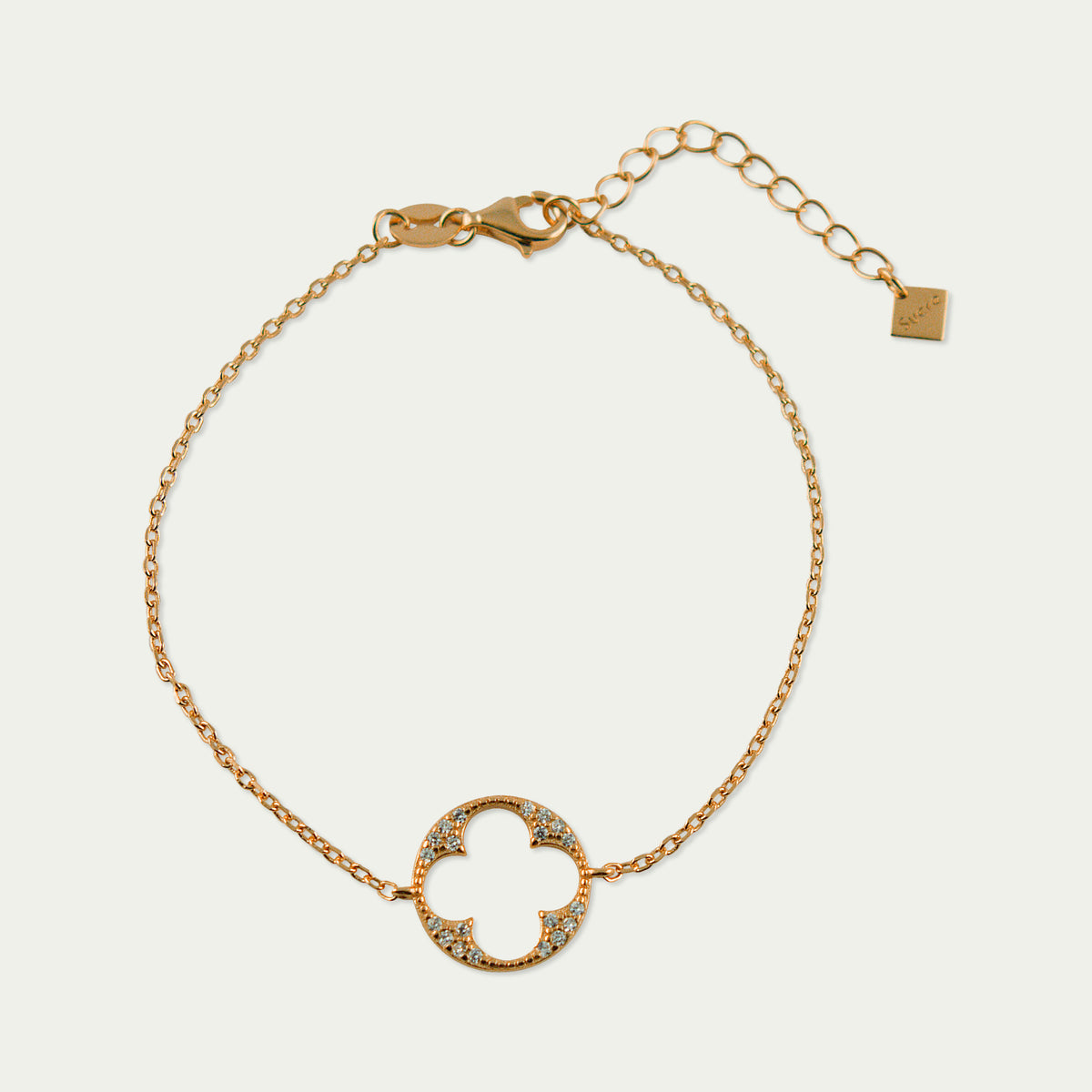 Armkette Big Shiny Clover – 925 Sterling Silber 18K Roségold vergoldet | Sucre Fine Jewelry