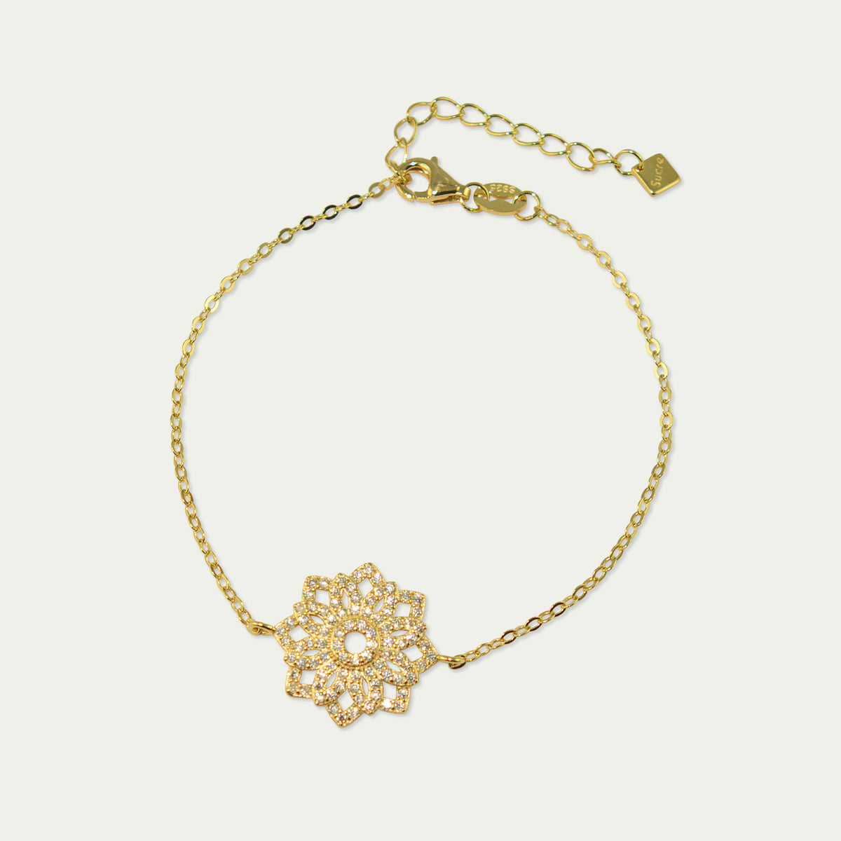 Armkette Big Shiny Lotus – 925 Sterling Silber 18K Gelbgold vergoldet | Sucre Fine Jewelry