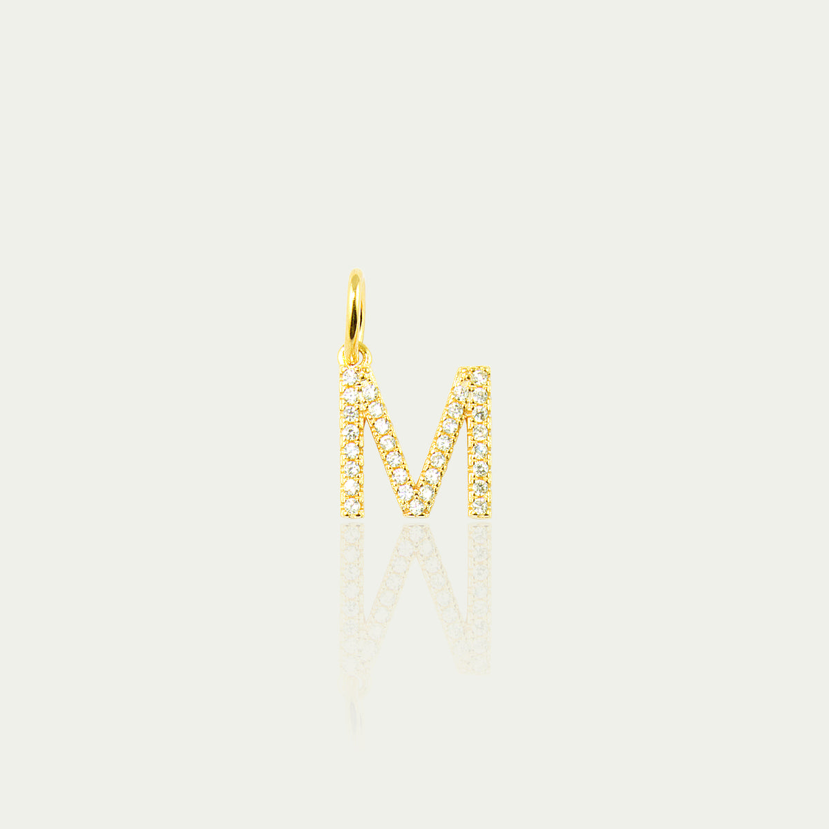 Buchstabe M Anhänger mit Zirkonia – 925 Sterling Silber 18K Gelbgold vergoldet | Sucre Fine Jewelry