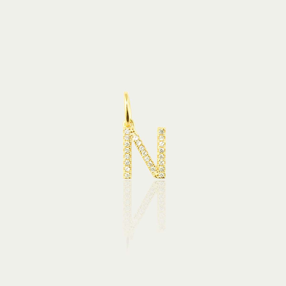 Buchstabe N Anhänger mit Zirkonia – 925 Sterling Silber 18K Gelbgold vergoldet | Sucre Fine Jewelry