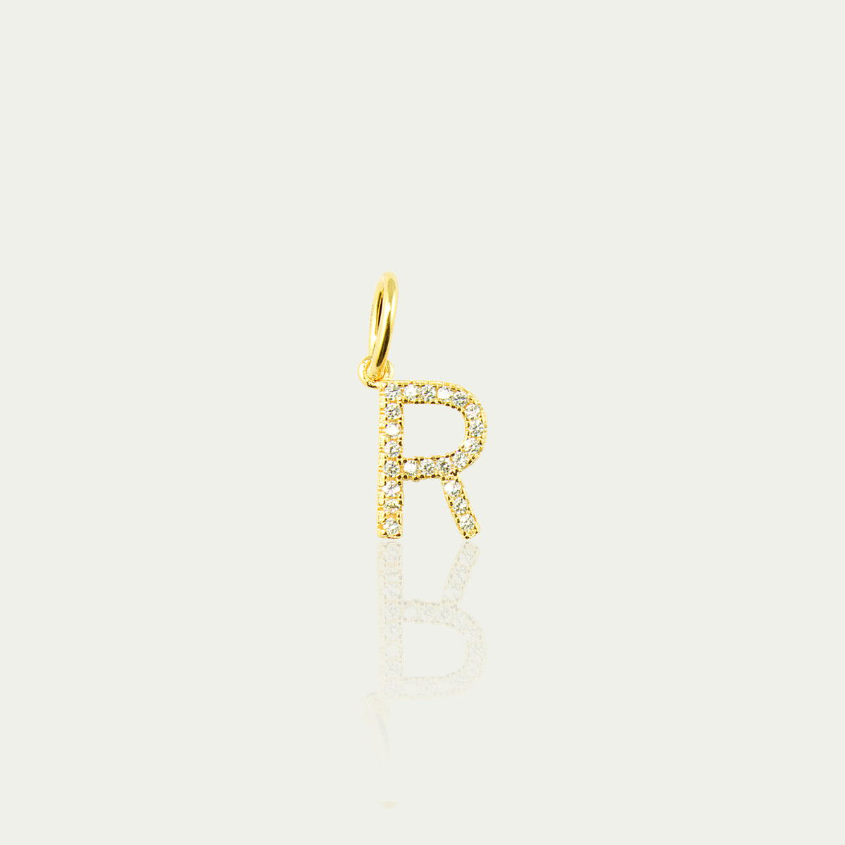 Buchstabe R Anhänger mit Zirkonia – 925 Sterling Silber 18K Gelbgold vergoldet | Sucre Fine Jewelry