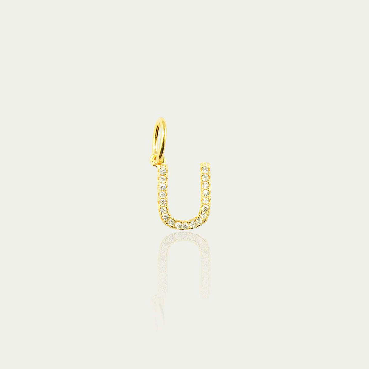 Buchstabe U Anhänger mit Zirkonia – 925 Sterling Silber 18K Gelbgold vergoldet | Sucre Fine Jewelry