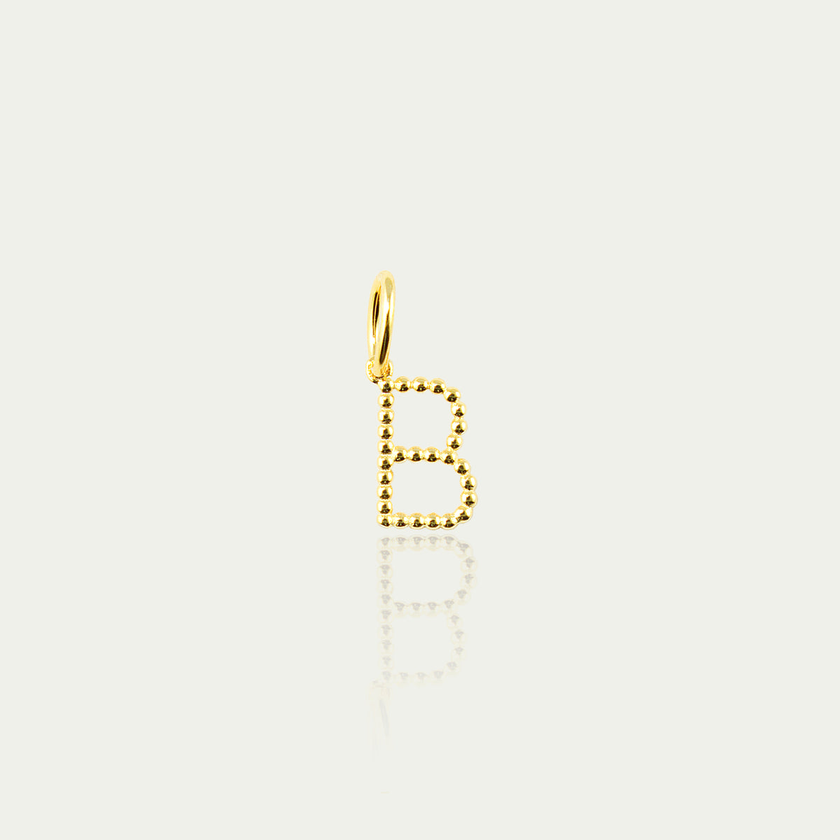 Buchstabe B Anhänger mit kleinen Kugeln – 925 Sterling Silber 18K Gelbgold vergoldet | Sucre Fine Jewelry