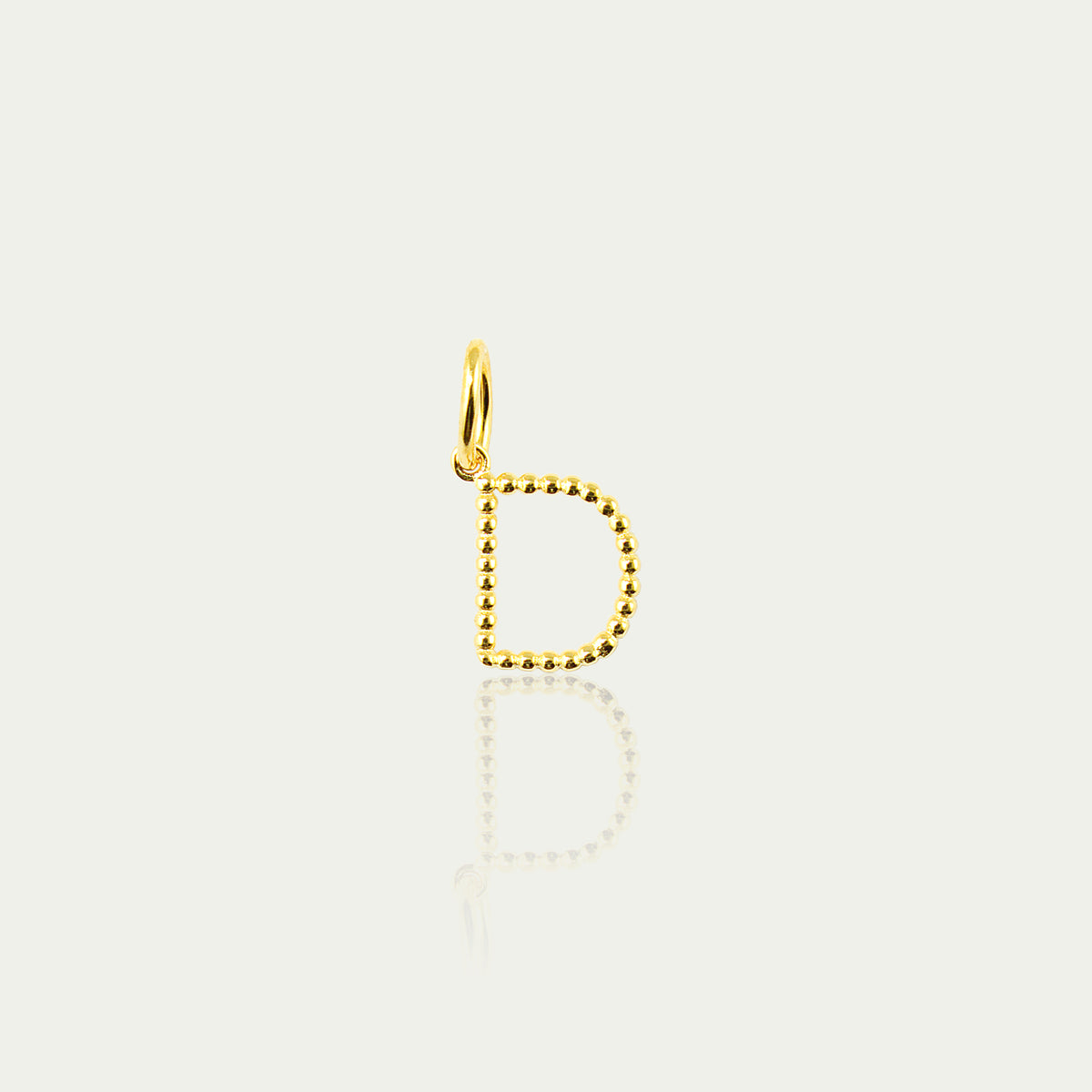 Buchstabe D Anhänger mit kleinen Kugeln – 925 Sterling Silber 18K Gelbgold vergoldet | Sucre Fine Jewelry