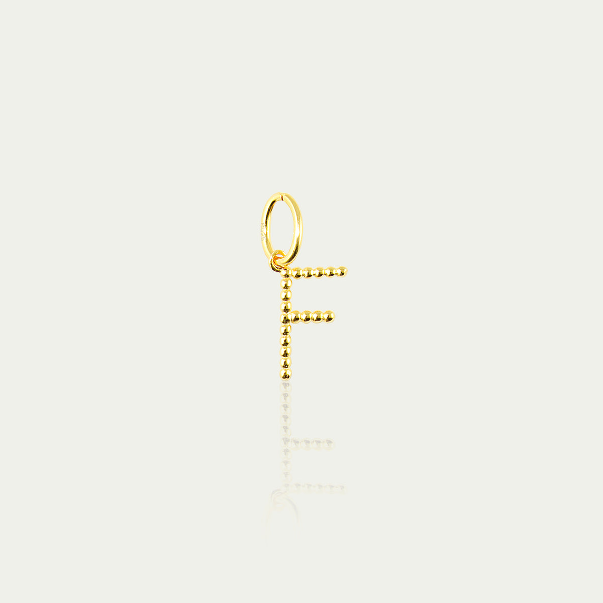Buchstabe F Anhänger mit kleinen Kugeln – 925 Sterling Silber 18K Gelbgold vergoldet | Sucre Fine Jewelry