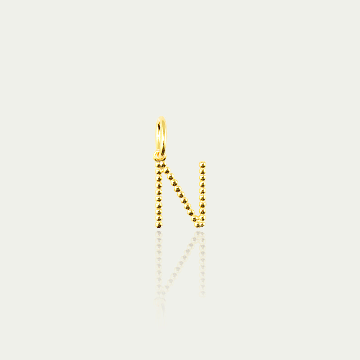 Buchstabe N Anhänger mit kleinen Kugeln – 925 Sterling Silber 18K Gelbgold vergoldet | Sucre Fine Jewelry