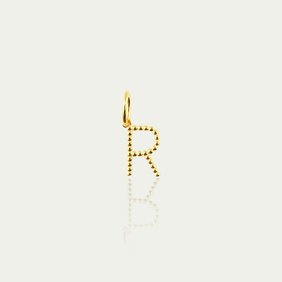 Buchstabe R Anhänger mit kleinen Kugeln – 925 Sterling Silber 18K Gelbgold vergoldet | Sucre Fine Jewelry