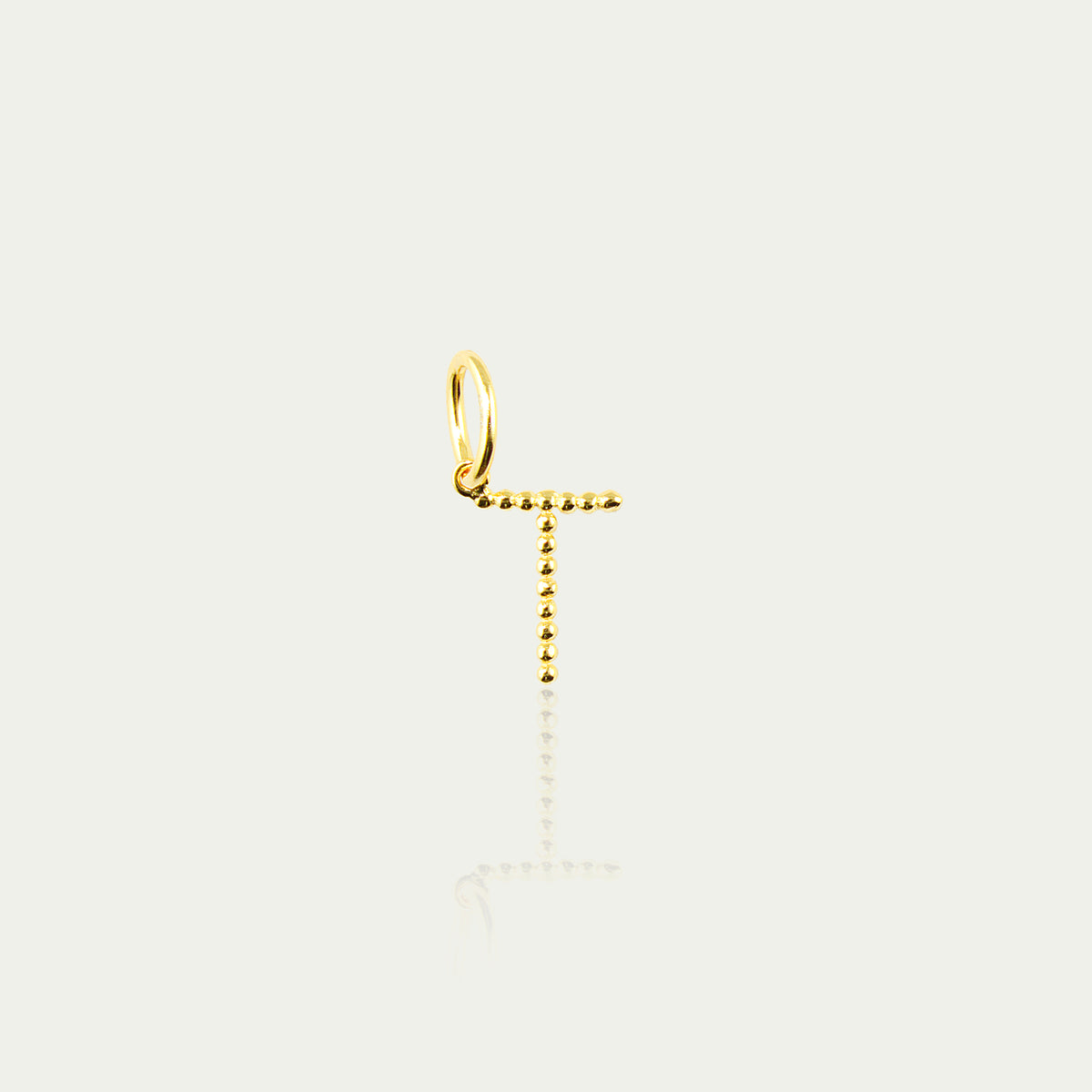 Buchstabe T Anhänger mit kleinen Kugeln – 925 Sterling Silber 18K Gelbgold vergoldet | Sucre Fine Jewelry
