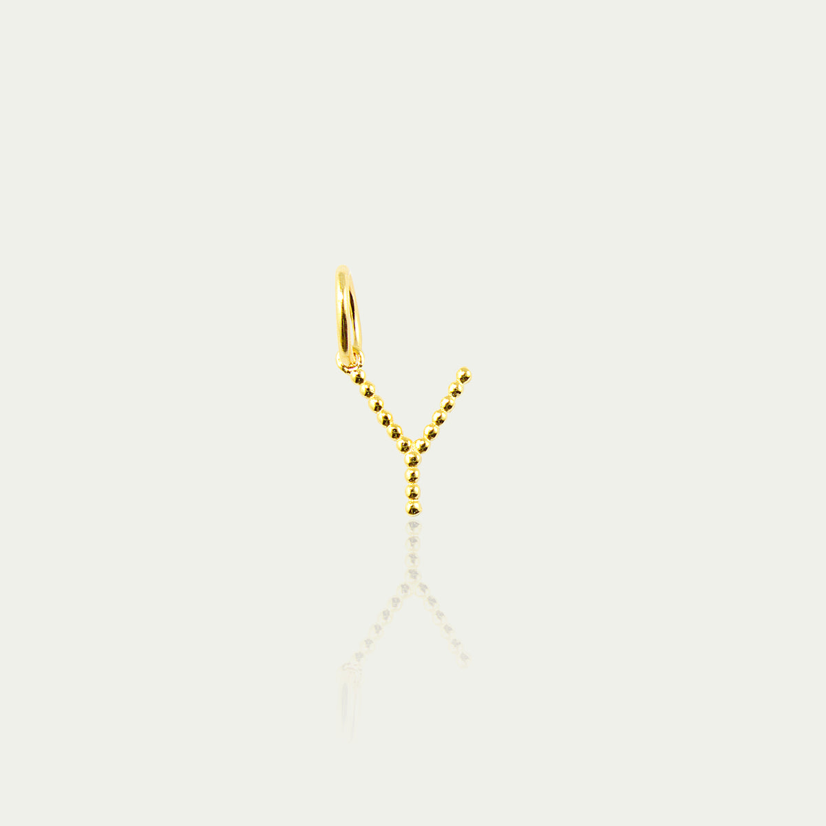 Buchstabe Y Anhänger mit kleinen Kugeln – 925 Sterling Silber 18K Gelbgold vergoldet | Sucre Fine Jewelry
