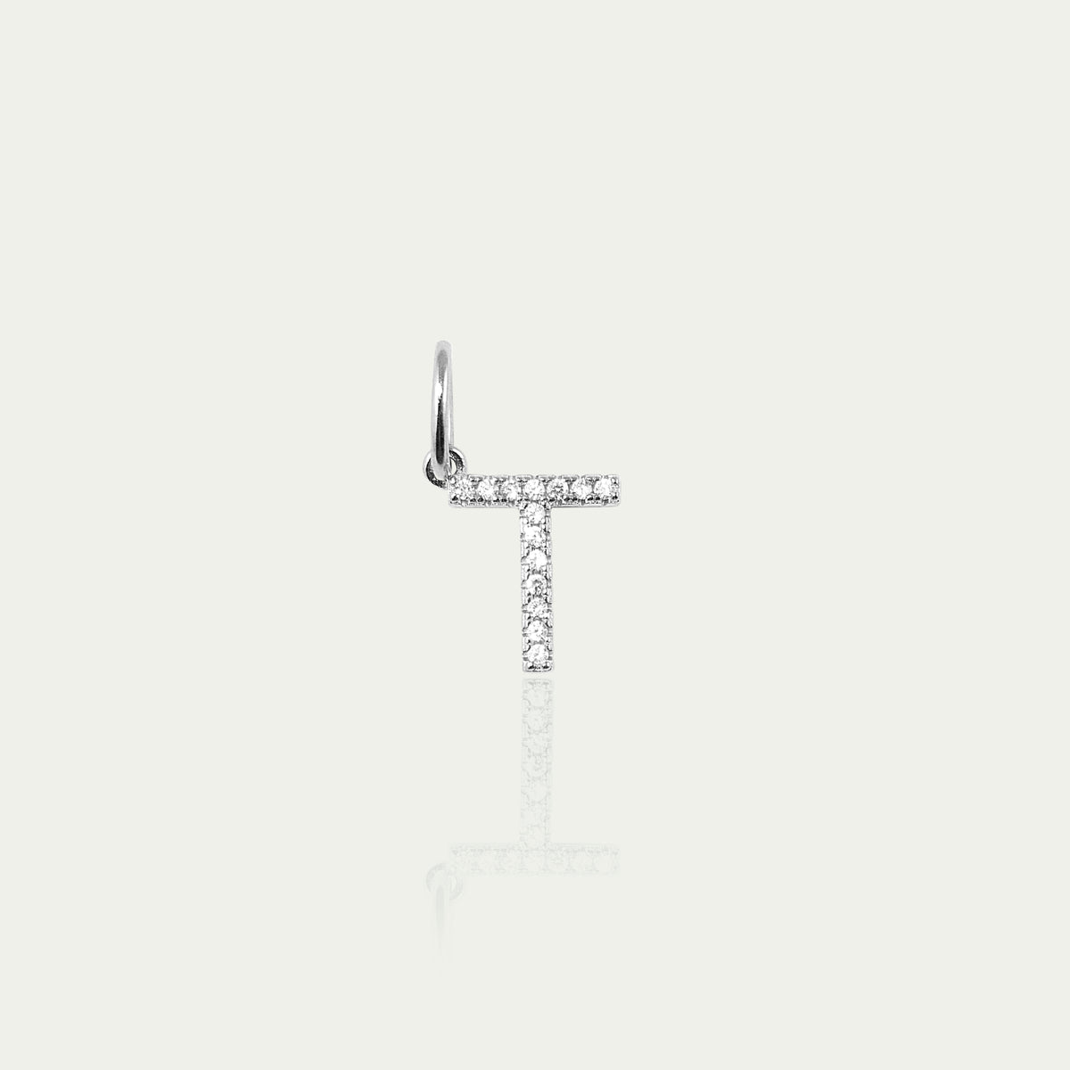 Buchstabe T Anhänger mit Zirkonia – 925 Sterling Silber | Sucre Fine Jewelry