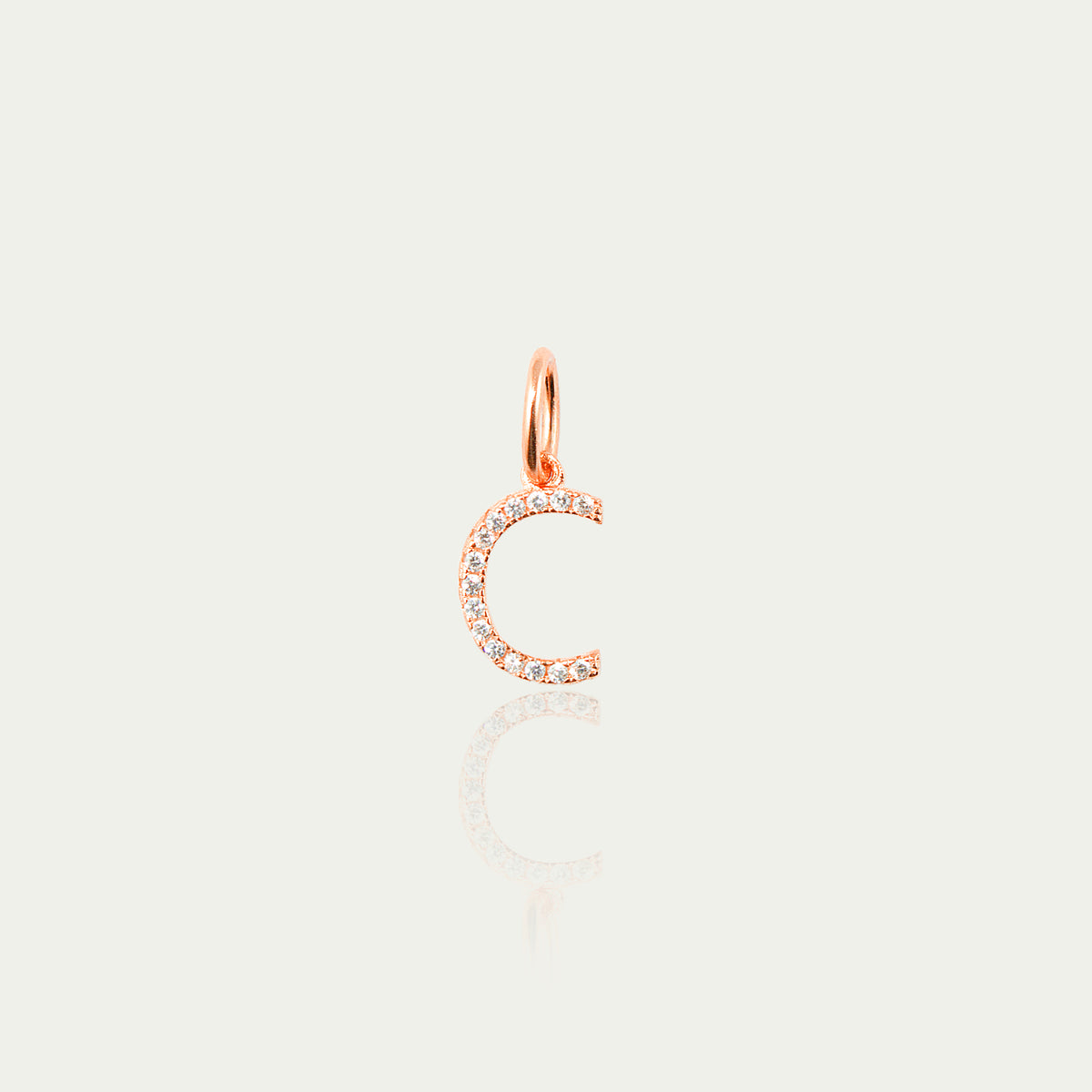 Buchstabe C Anhänger mit Zirkonia – 925 Sterling Silber 18K Roségold vergoldet | Sucre Fine Jewelry