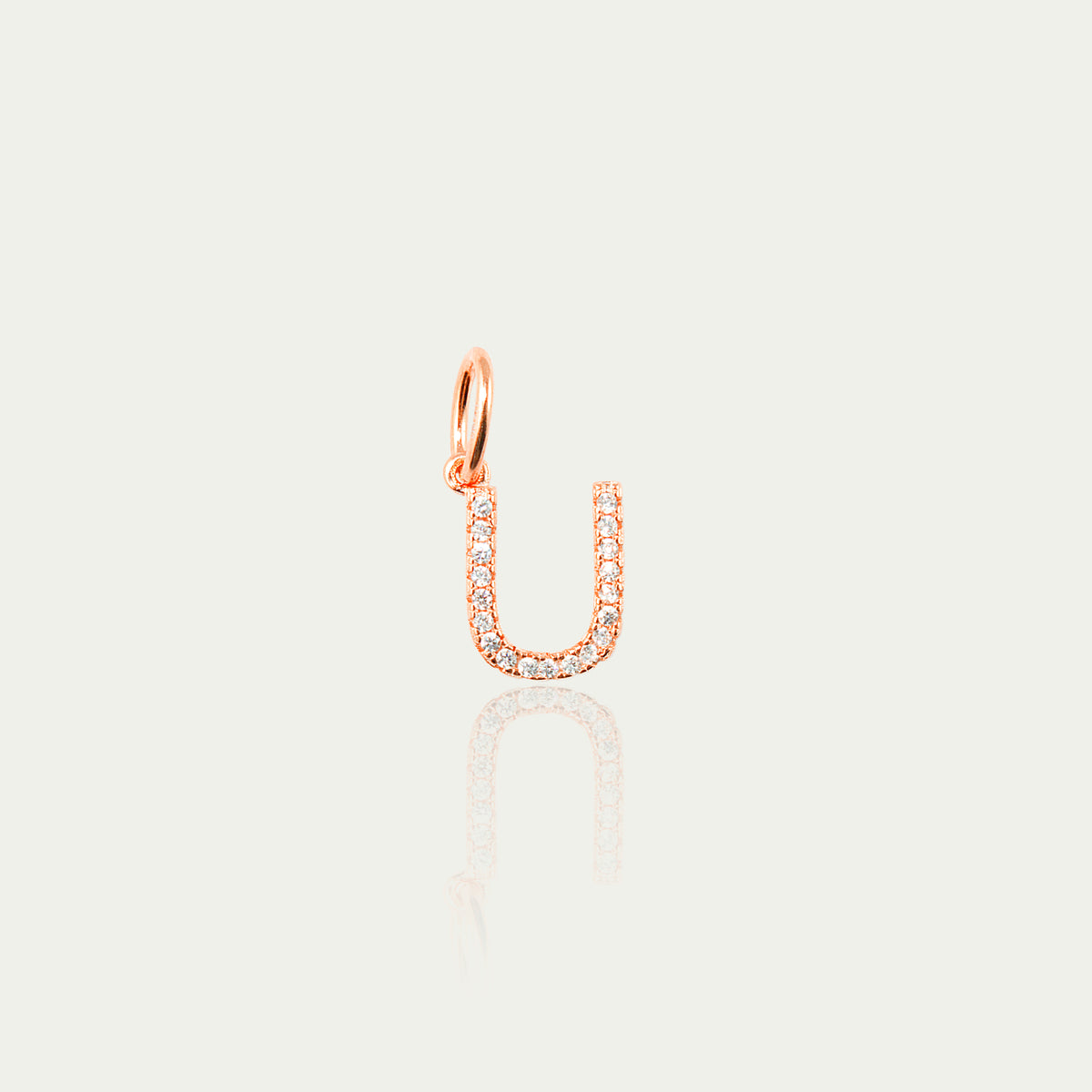 Buchstabe U Anhänger mit Zirkonia – 925 Sterling Silber 18K Roségold vergoldet | Sucre Fine Jewelry