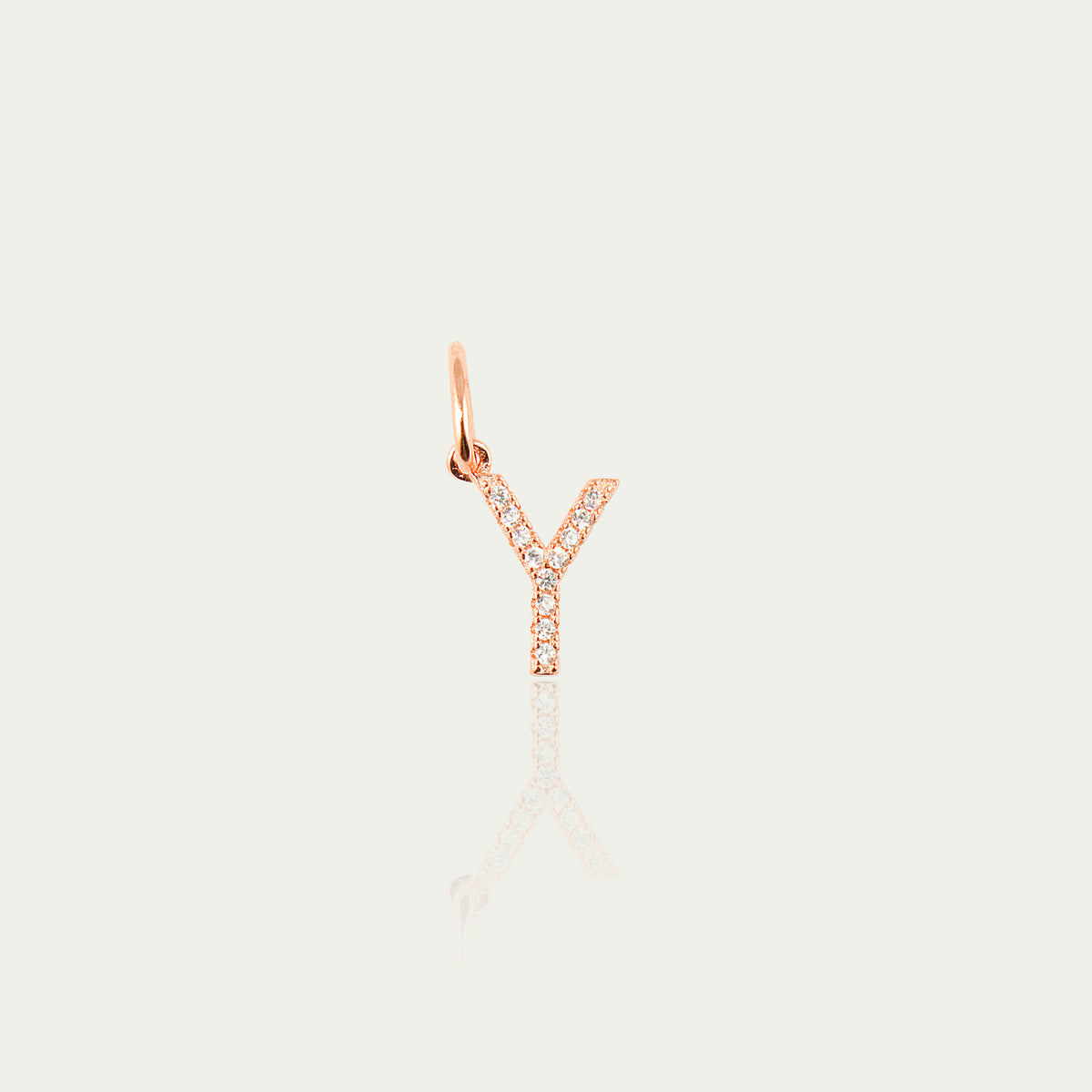 Buchstabe Y Anhänger mit Zirkonia – 925 Sterling Silber 18K Roségold vergoldet | Sucre Fine Jewelry