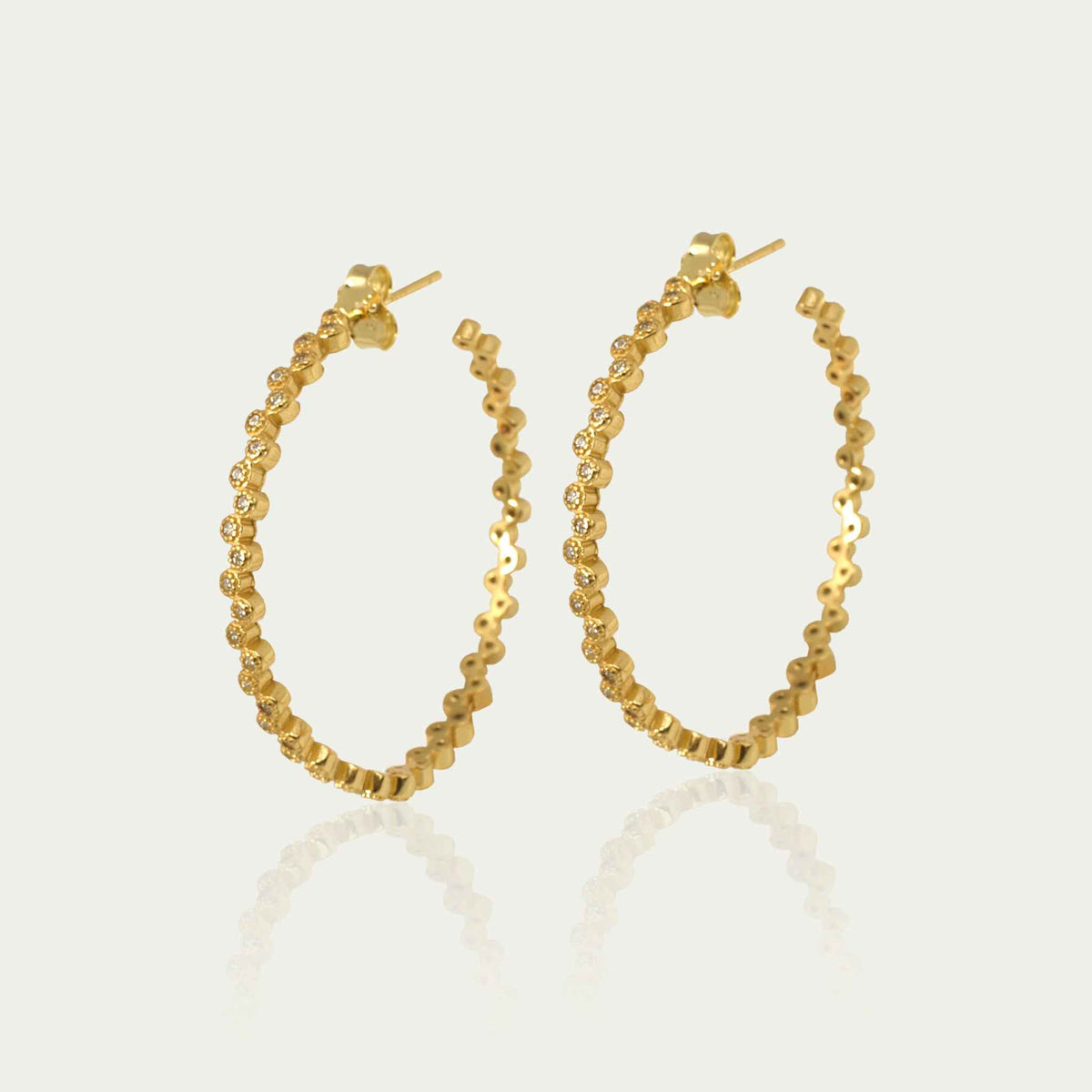 Creole Sparkling, groß, Gelbgold vergoldet  – 925 Sterling Silber 18K Gelbgold vergoldet, , 4 cm Durchmesser | Sucre Fine Jewelry