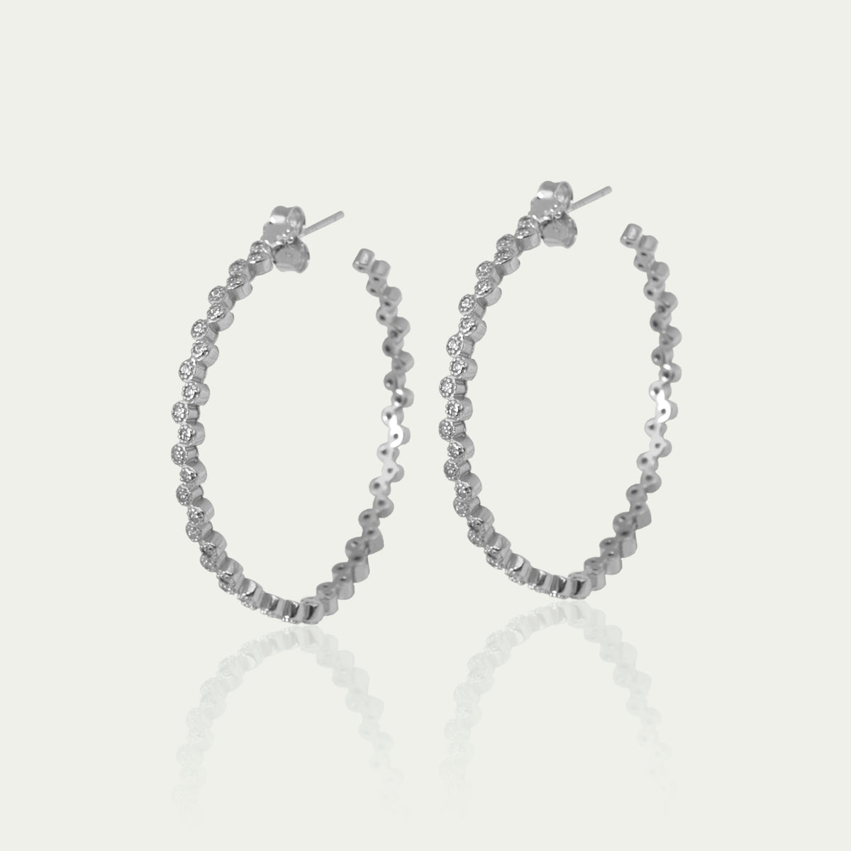 CCreole Sparkling groß – 925 Sterling Silber, 4 cm Durchmesser | Sucre Fine Jewelry