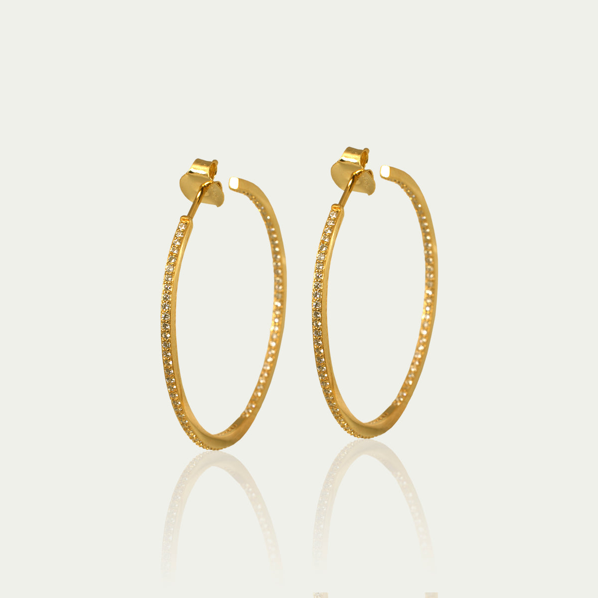 Creole Glam mittel – 925 Sterling Silber 18K Gelbgold vergoldet, 3,5 cm Durchmesser | Sucre Fine Jewelry