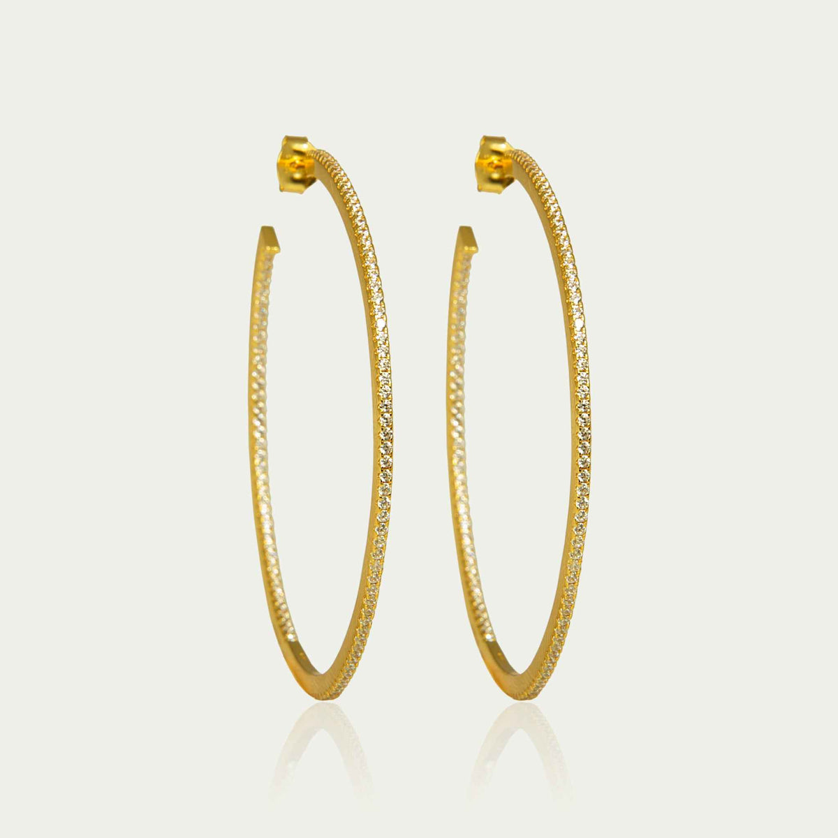 Creole Glam groß – 925 Sterling Silber 18K Gelbgold vergoldet, 5,5 cm Durchmesser | Sucre Fine Jewelry