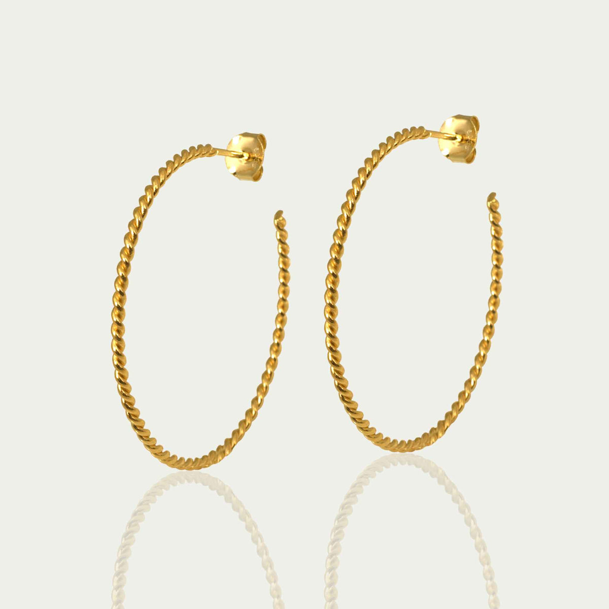 Creole Basic Twist – 925 Sterling Silber 18K Gelbgold vergoldet, 4 cm Durchmesser | Sucre Fine Jewelry