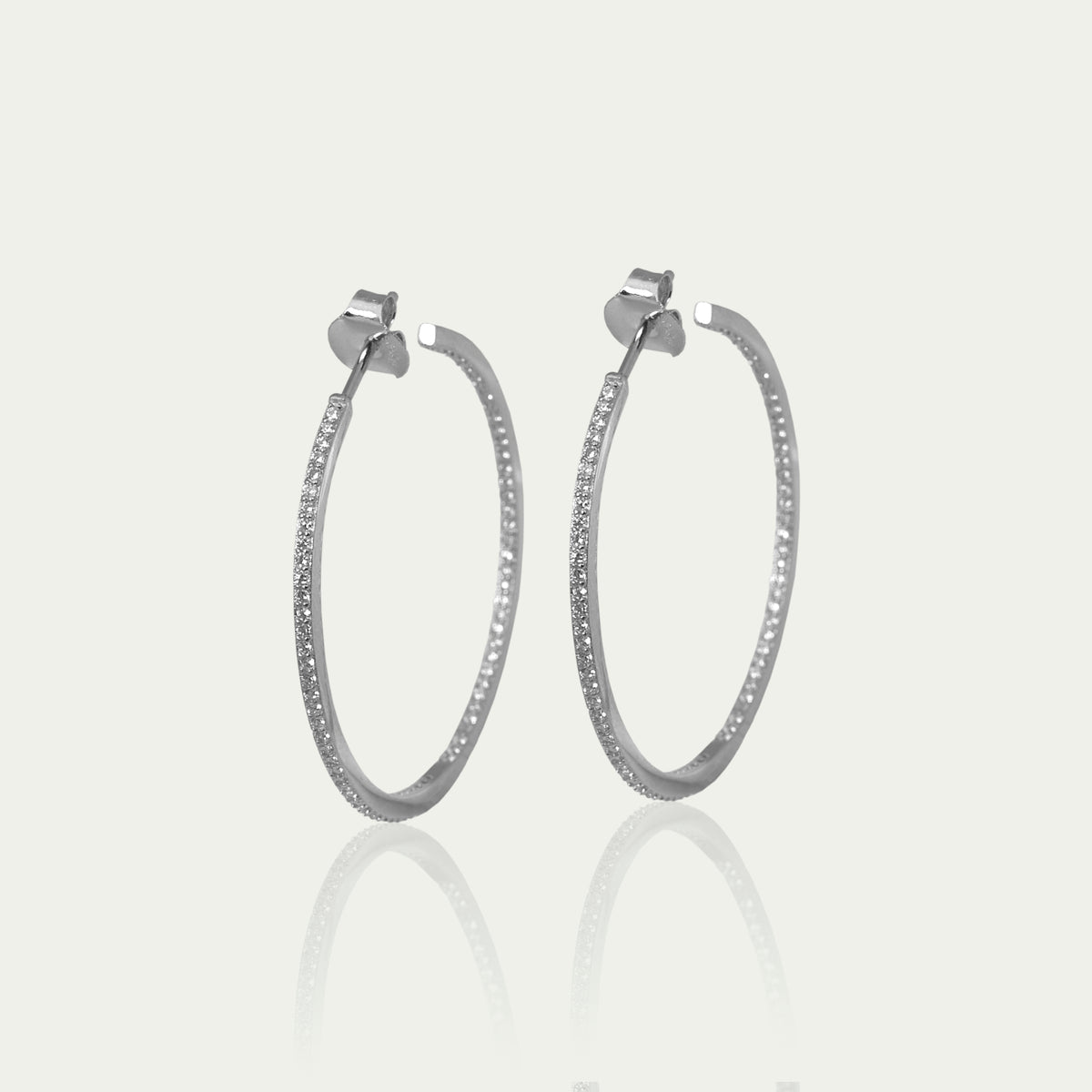Creole Glam mittel, Sterling Silber, 3,5 cm Durchmesser – 925 Silber rhodiniert – Sucre Fine Jewelry
