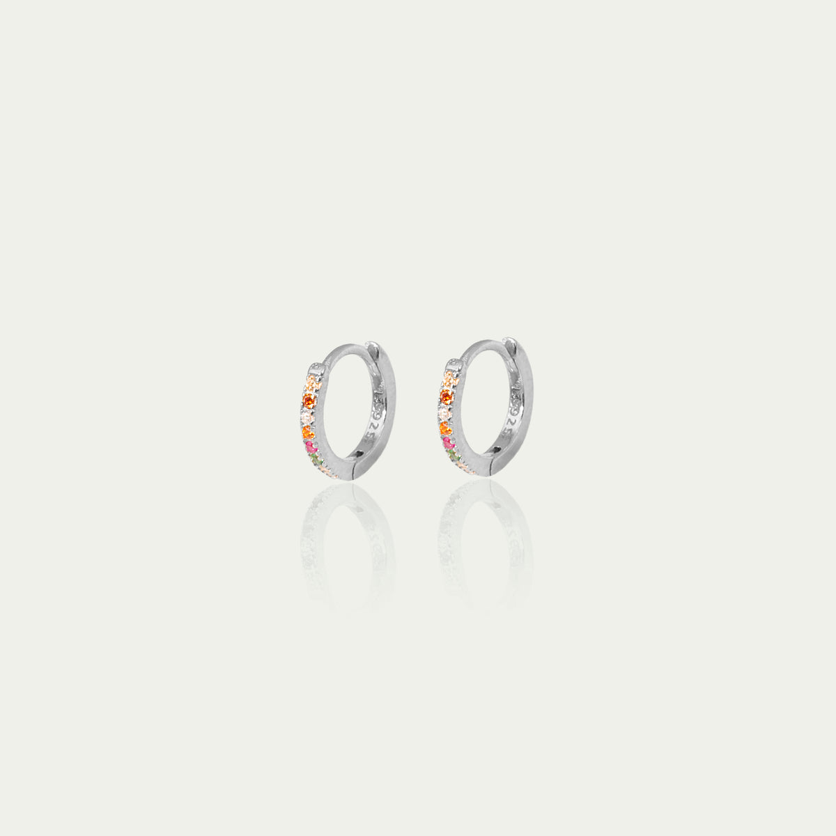 Creole Mini Glam Rainbow, Sterling Silber, 1,0 cm Durchmesser – 925 Silber rhodiniert – Sucre Fine Jewelry