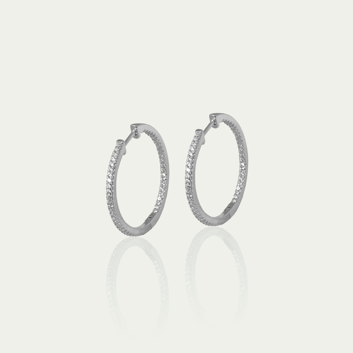 Klappcreole Glam groß, Sterling Silber, 2,5 cm Durchmesser – 925 Silber rhodiniert – Sucre Fine Jewelry