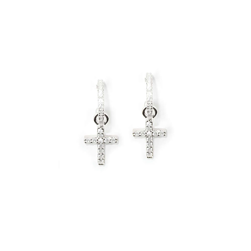 Creole Kreuz mit Zirkonia – 925 Sterling Silber | Sucre Fine Jewelry