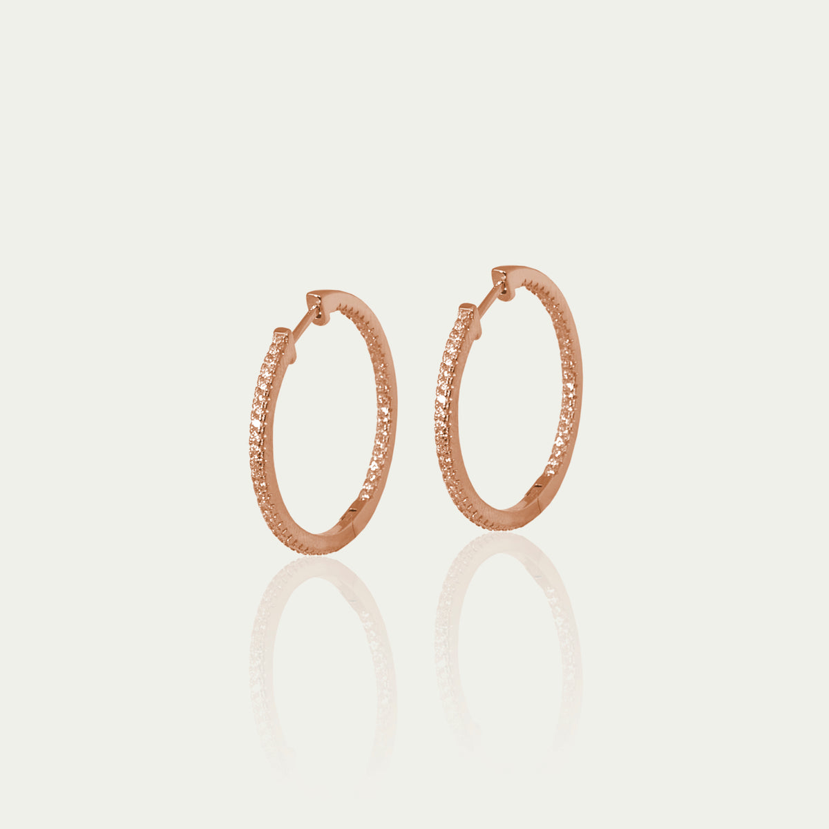 Klappcreole Glam groß – 925 Sterling Silber 18K Roségold vergoldet, 2,5 cm Durchmesser | Sucre Fine Jewelry