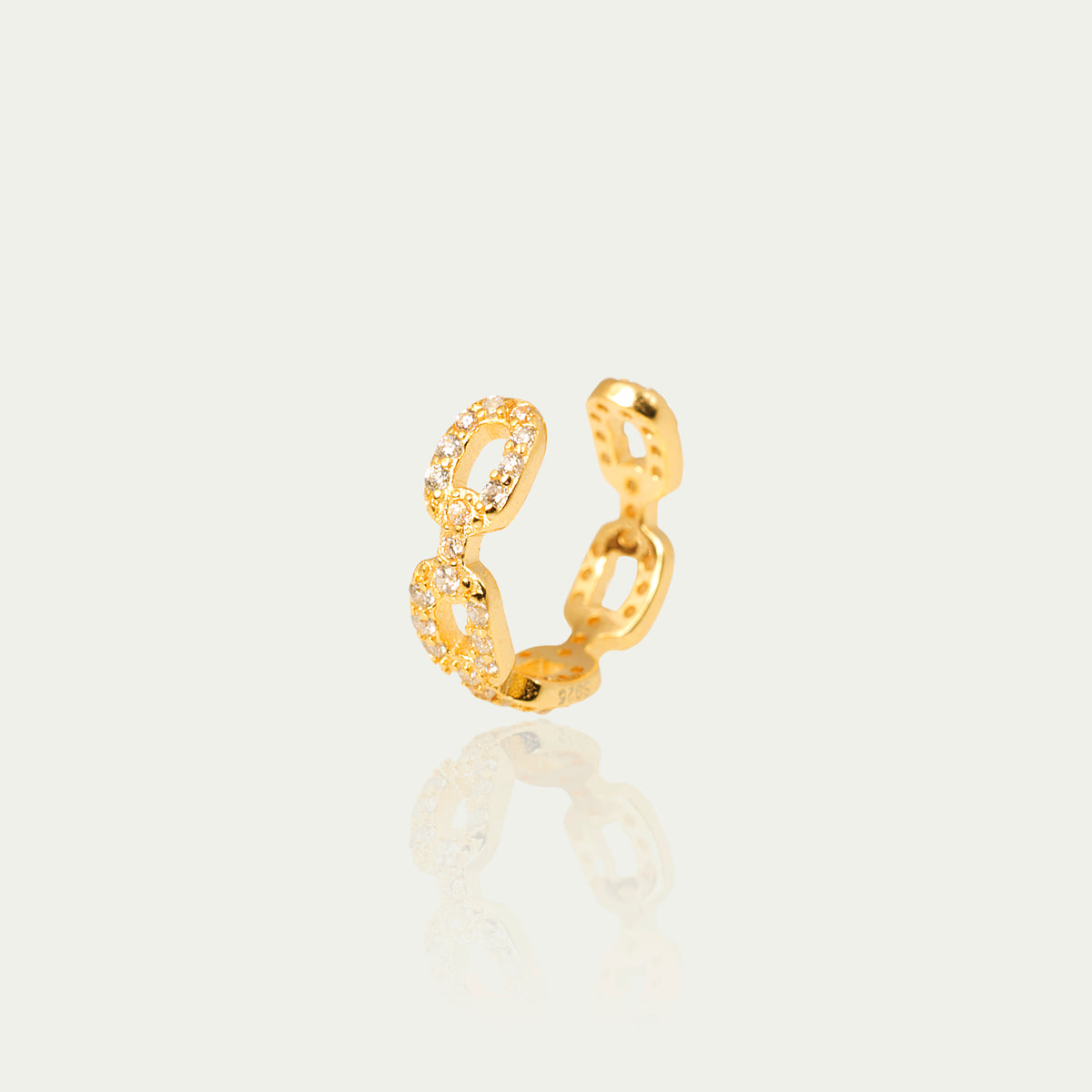 Earcuff Shiny Chain mit Zirkonia – 925 Sterling Silber 18K Gelbgold vergoldet | Sucre Fine Jewelry