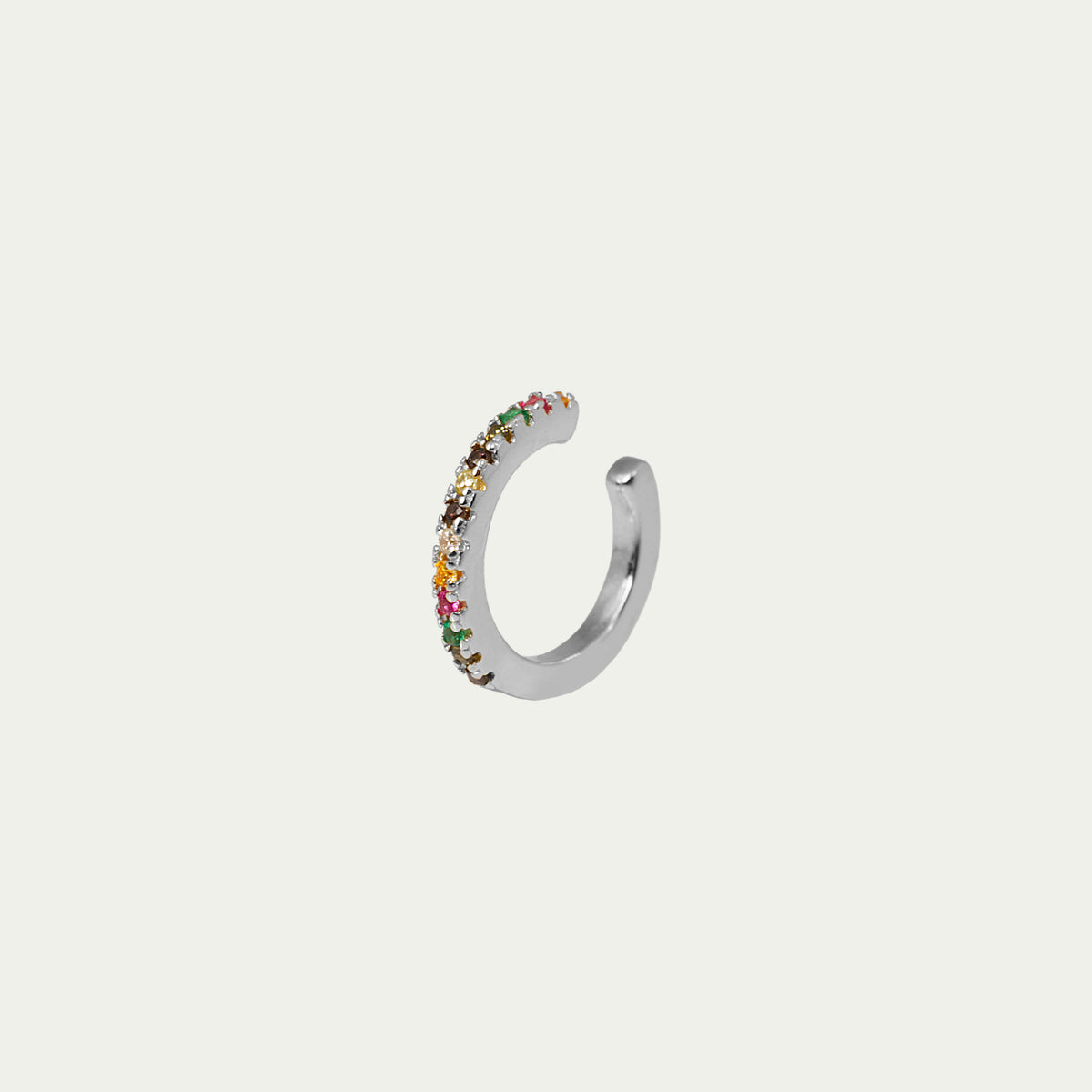 Earcuff Glam mit 1,2 cm Durchmesser und funkelnden bunten Zirkoniasteinen – 925 Sterling Silber | Sucre Fine Jewelry