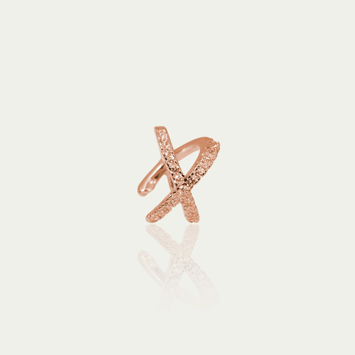 Earcuff Cross mit Zirkonia – 925 Sterling Silber 18K Roségold vergoldet | Sucre Fine Jewelry