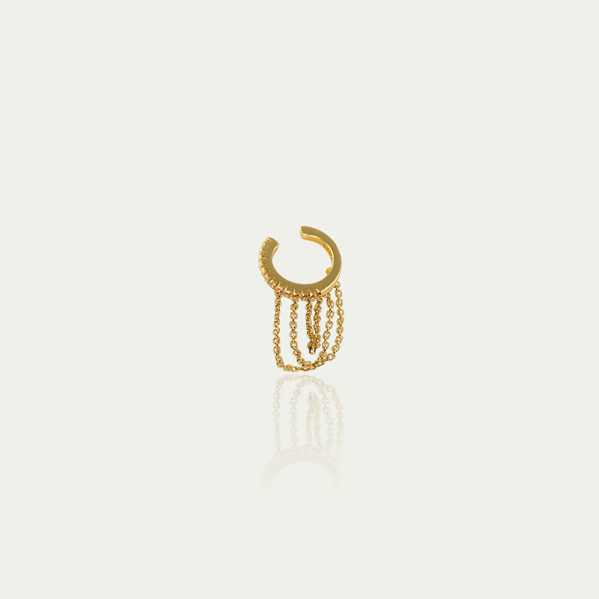 Earcuff Chain mit Zirkonia – 925 Sterling Silber 18K Gelbgold vergoldet | Sucre Fine Jewelry