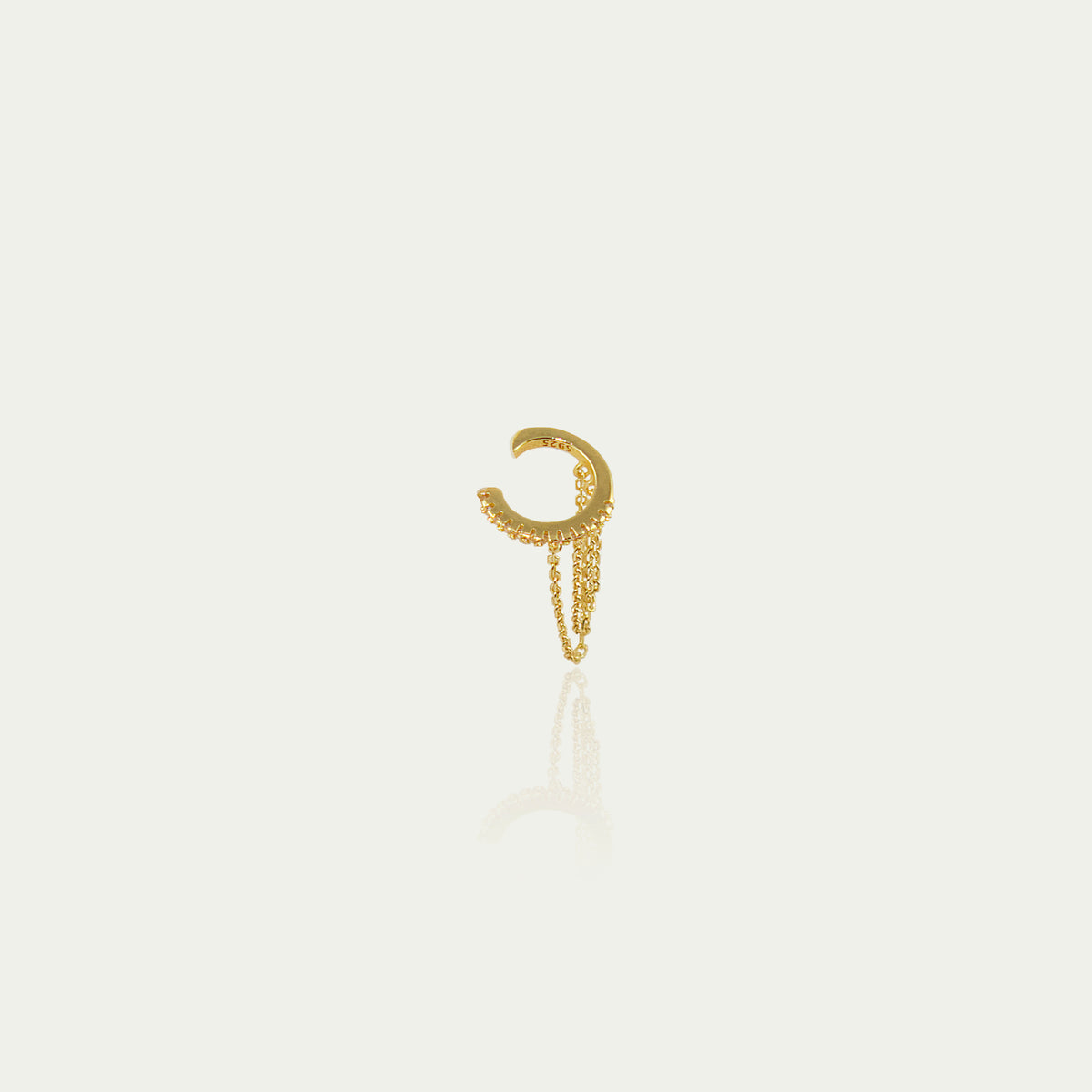 Earcuff Chain mit Zirkonia – 925 Sterling Silber 18K Gelbgold vergoldet | Sucre Fine Jewelry