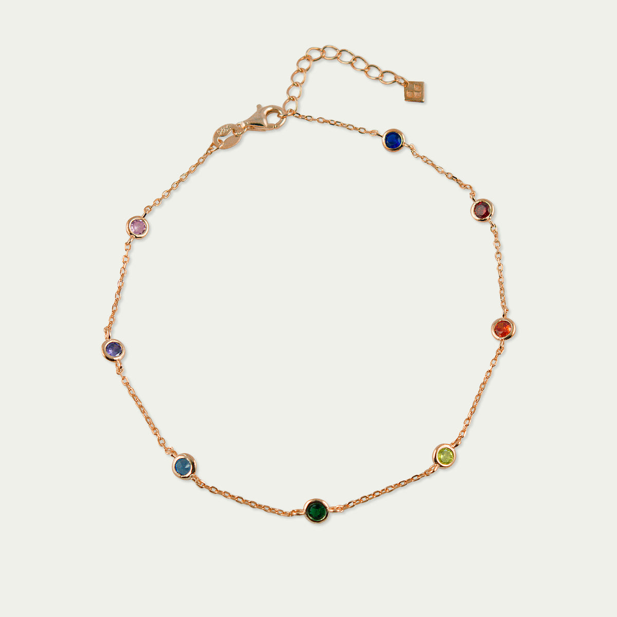 Fusskette Endless Glam Rainbow – 925 Sterling Silber 18K Roségold vergoldet | Sucre Fine Jewelry