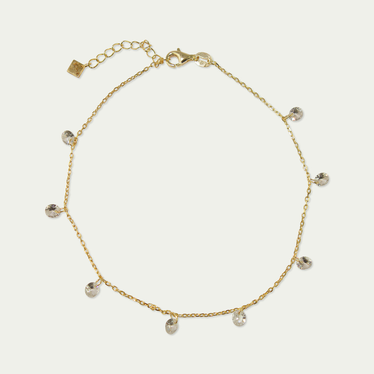 Fusskette Pure Glam mit Zirkonia Crystal – 925 Sterling Silber 18K Gelbgold vergoldet | Sucre Fine Jewelry