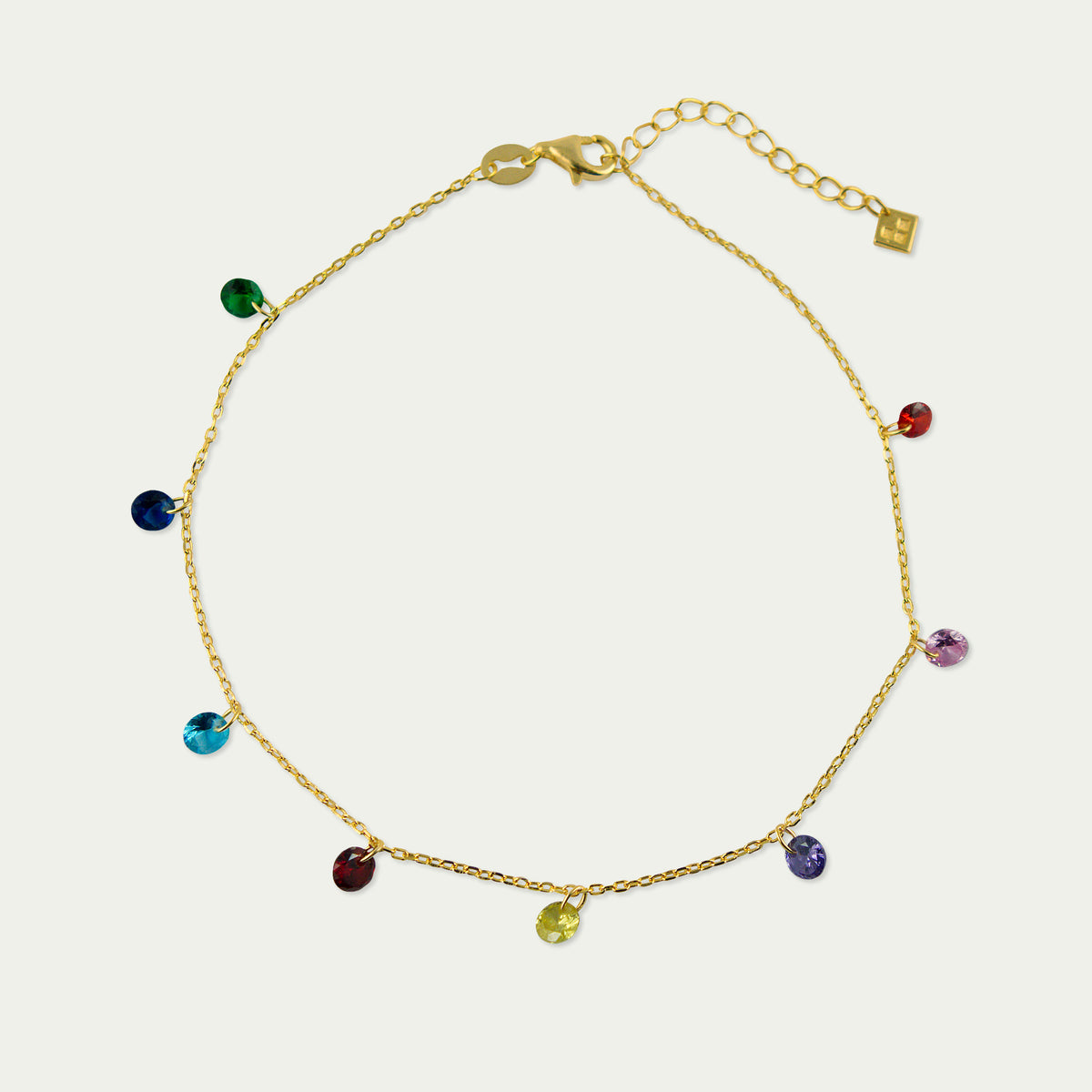 Fusskette Pure Glam mit Zirkonia Rainbow – 925 Sterling Silber 18K Gelbgold vergoldet | Sucre Fine Jewelry