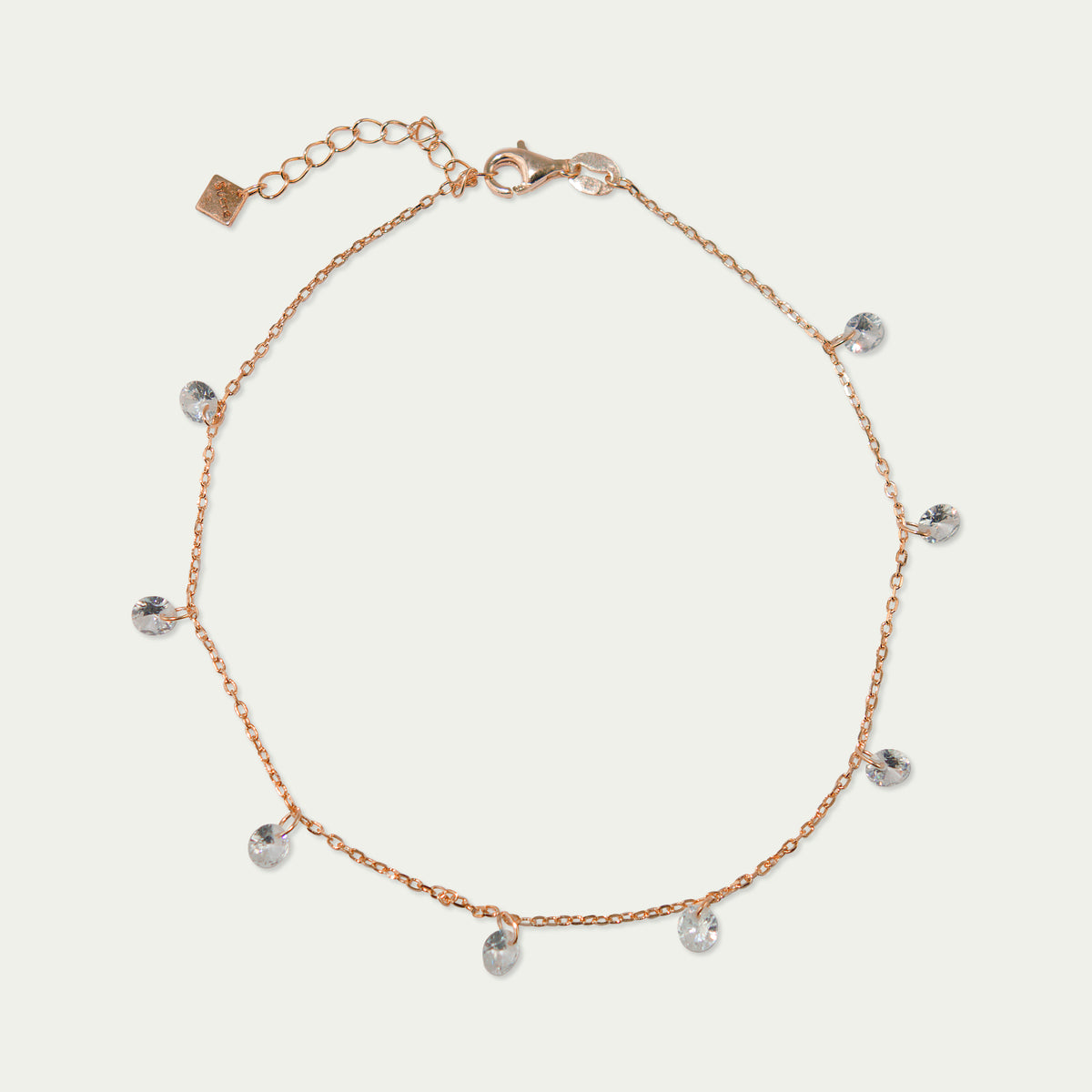 Fusskette Pure Glam mit Zirkonia Crystal – 925 Sterling Silber 18K Roségold vergoldet | Sucre Fine Jewelry