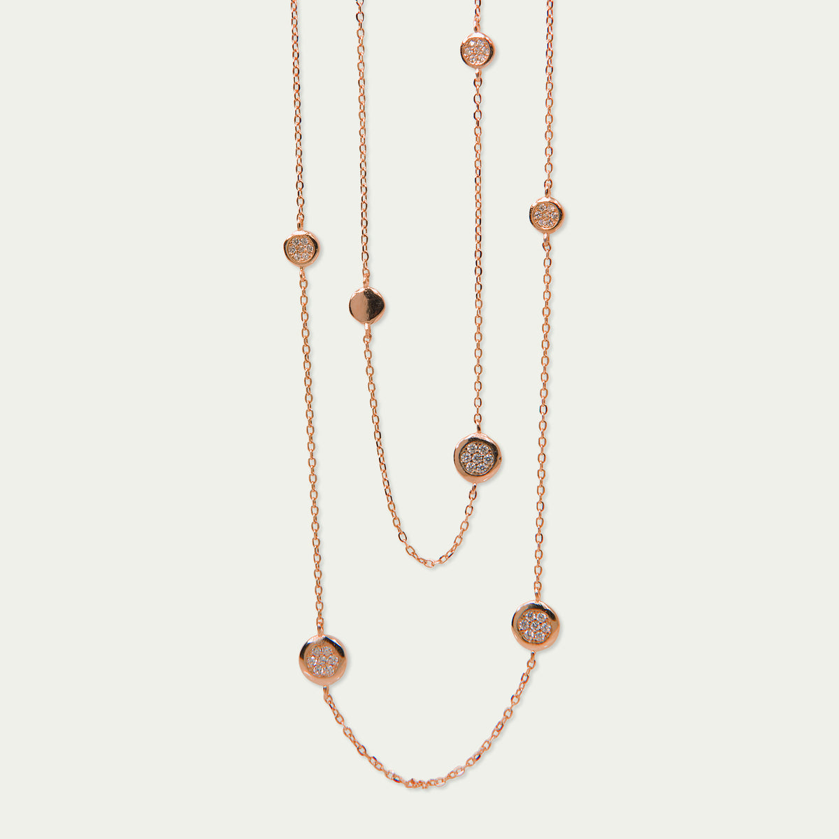 Halskette Endless Pavé Crystal – 925 Sterling Silber 18K Roségold vergoldet | Sucre Fine Jewelry