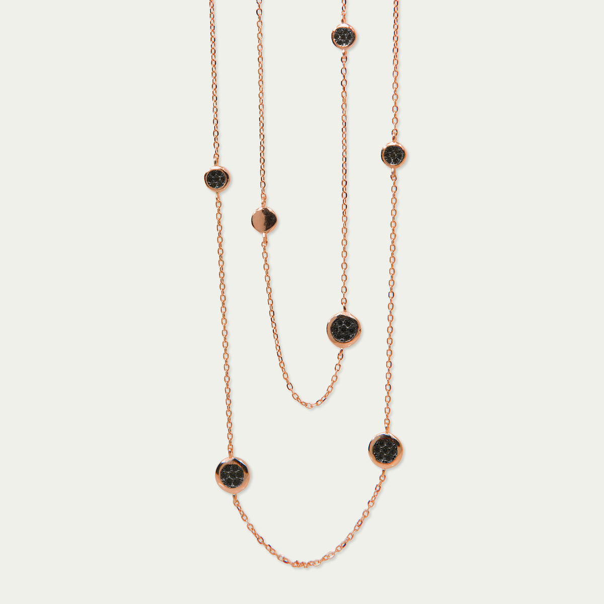 Halskette Endless Pavé Schwarz – 925 Sterling Silber 18K Roségold vergoldet | Sucre Fine Jewelry