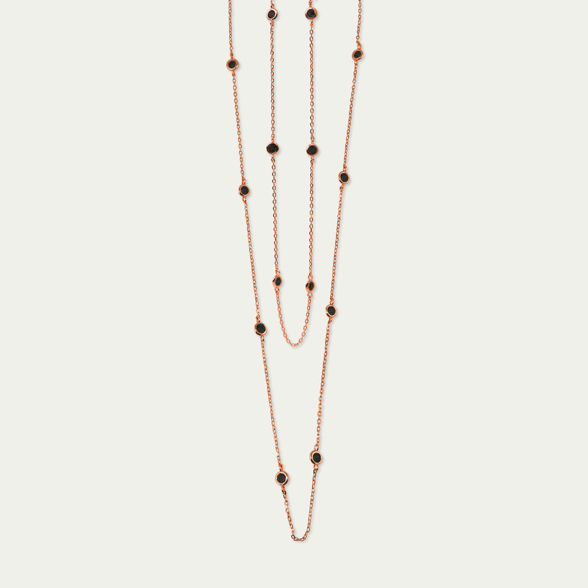 Halskette Endless Glam Schwarz – 925 Sterling Silber 18K Roségold vergoldet | Sucre Fine Jewelry