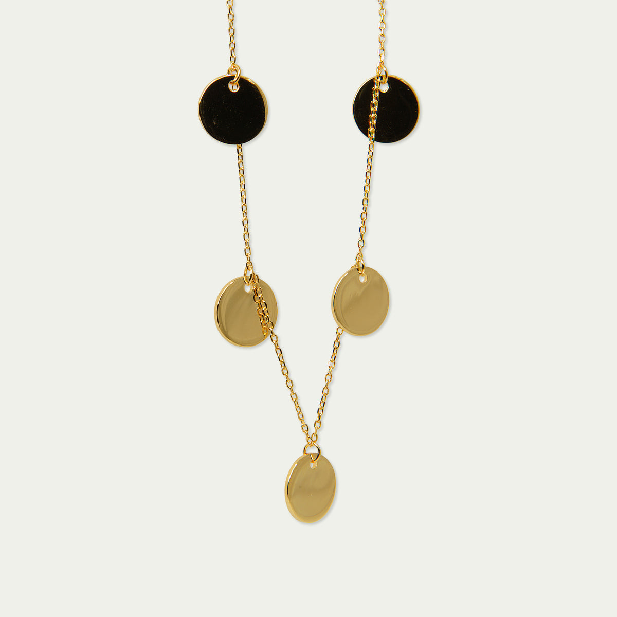 Halskette Coin 5 Plättchen – 925 Sterling Silber 18K Gelbgold vergoldet | Sucre Fine Jewelry