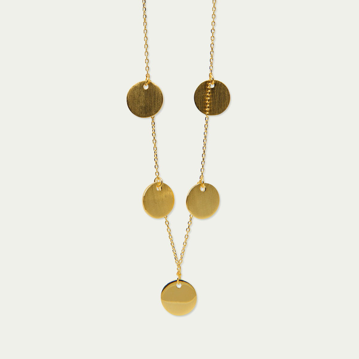 Halskette Frosted Coin mit 5 Plättchen – 925 Sterling Silber 18K Gelbgold vergoldet | Sucre Fine Jewelry