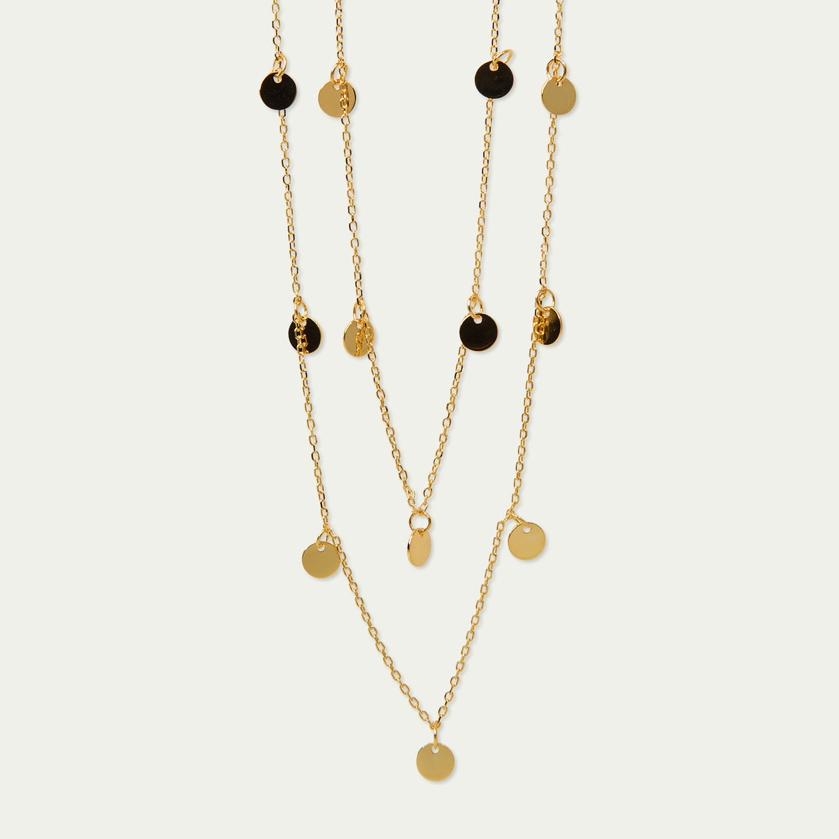 Halskette Mini Coin lang – 925 Sterling Silber 18K Gelbgold vergoldet | Sucre Fine Jewelry